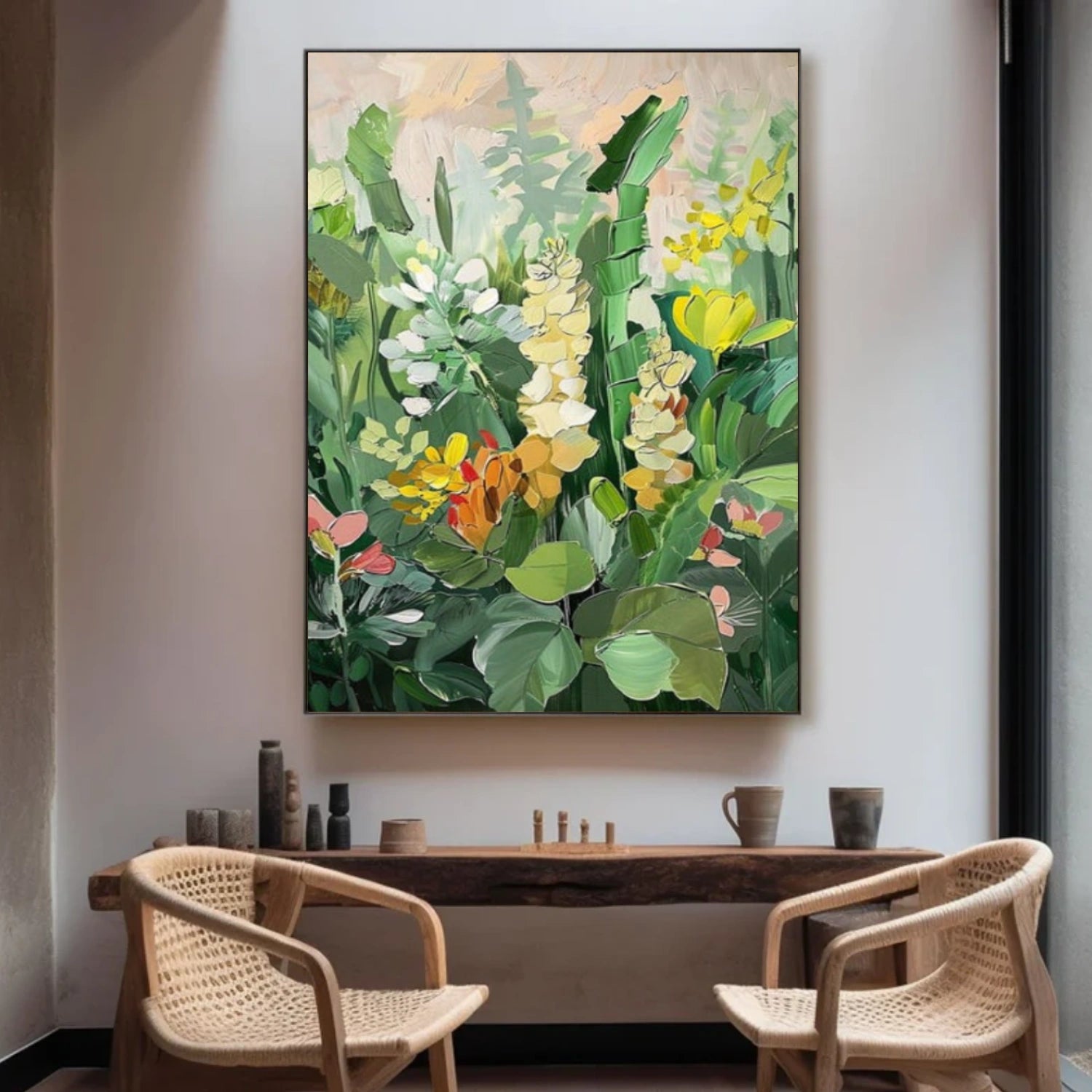 Tree And Flower Abstract Textured Wall Art #TF211