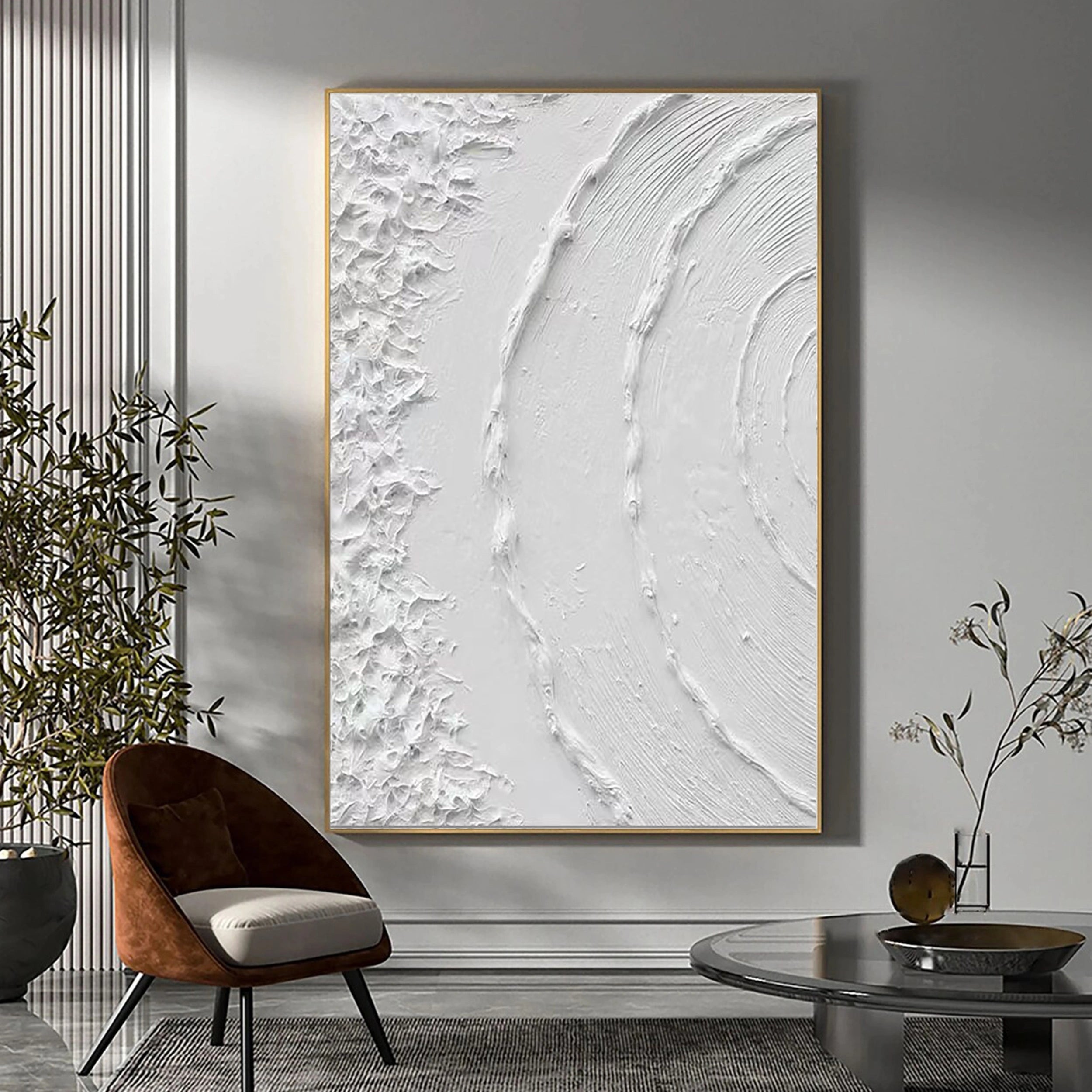 White Textured Minimalist Wall Art #WT059