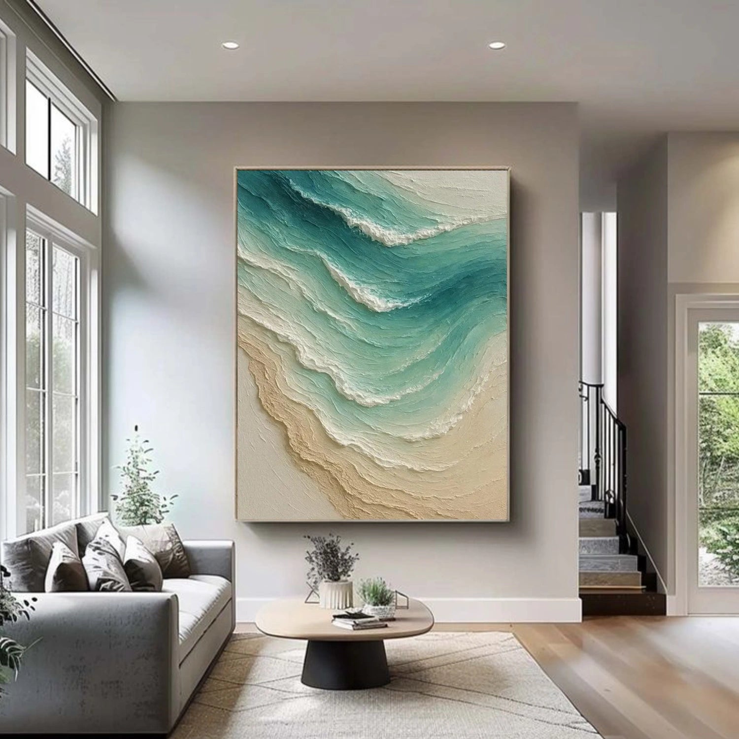 Sky And Ocean Abstract Textured Wall Art #SO355