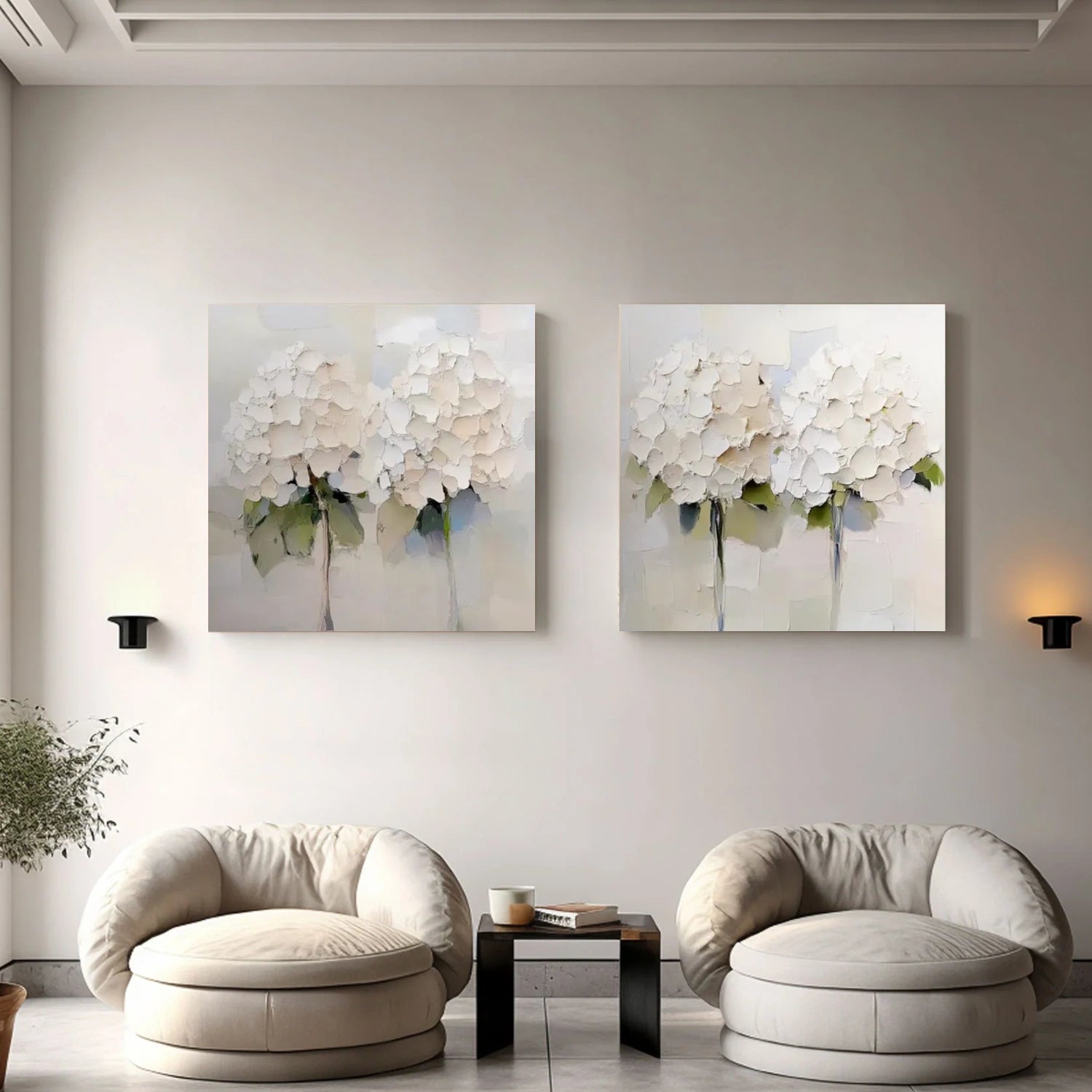 Tree And Flower Abstract Textured Wall Art Set of 2 #TF134