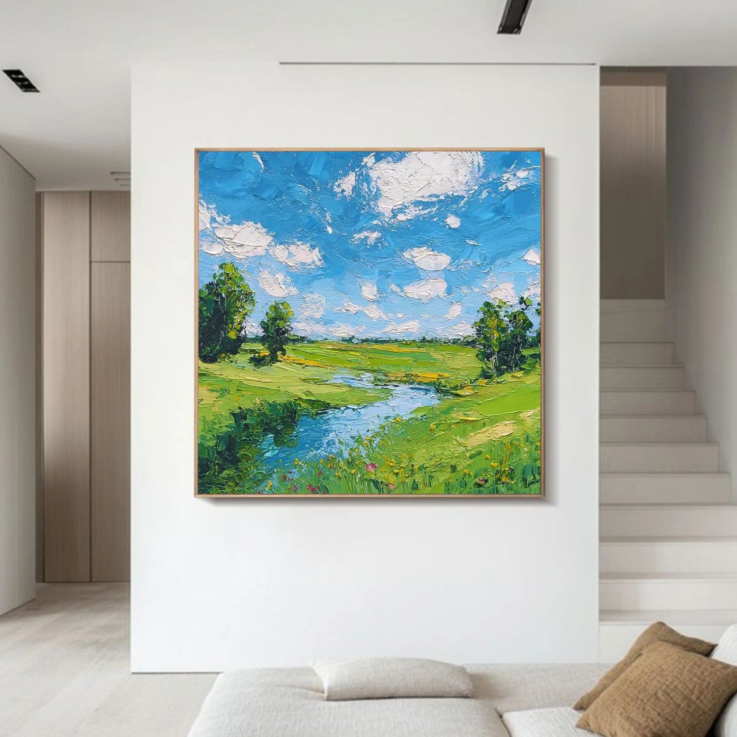 Sky And Ocean Abstract Textured Wall Art #SO363