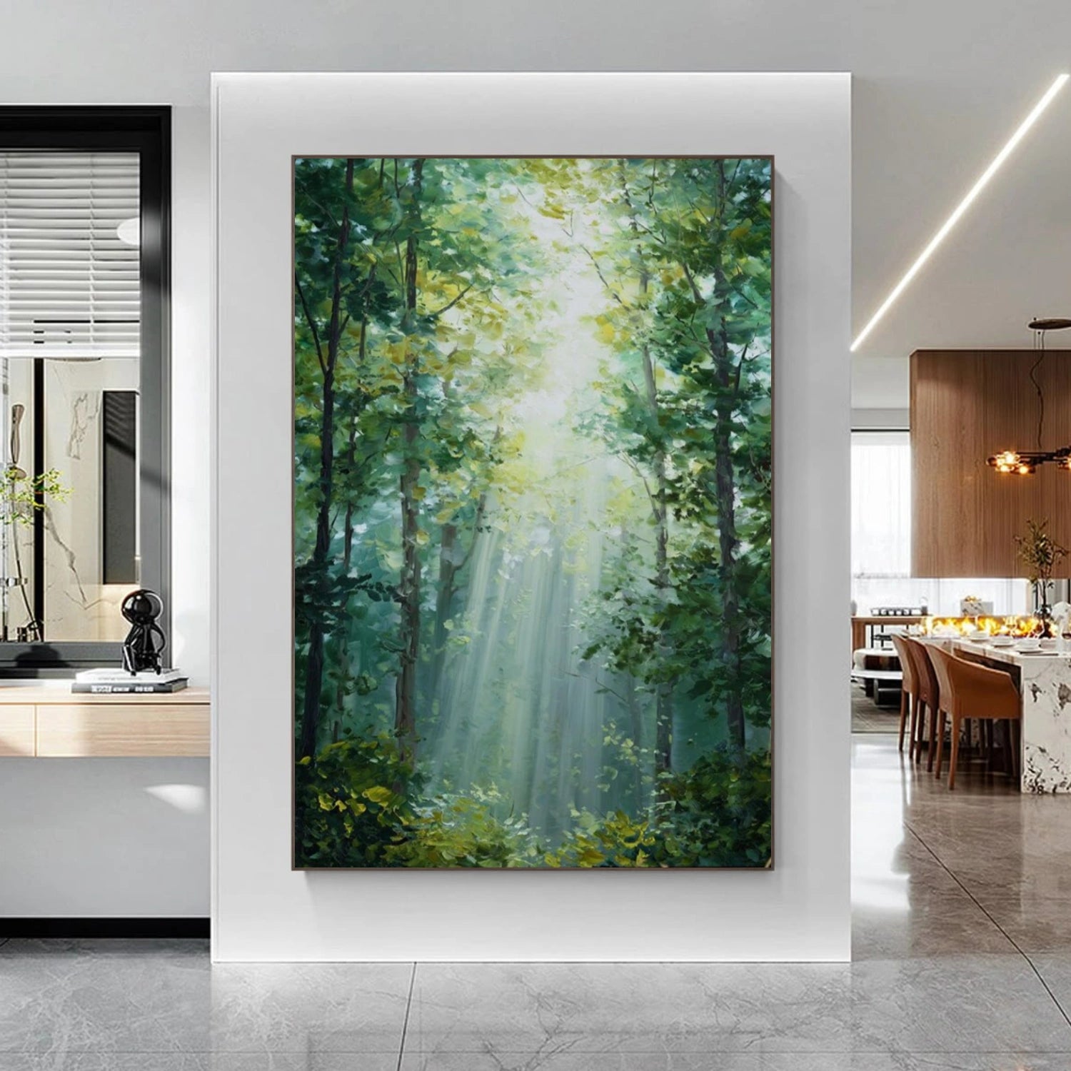 Green Tree And Flower Abstract Wall Art #TF136