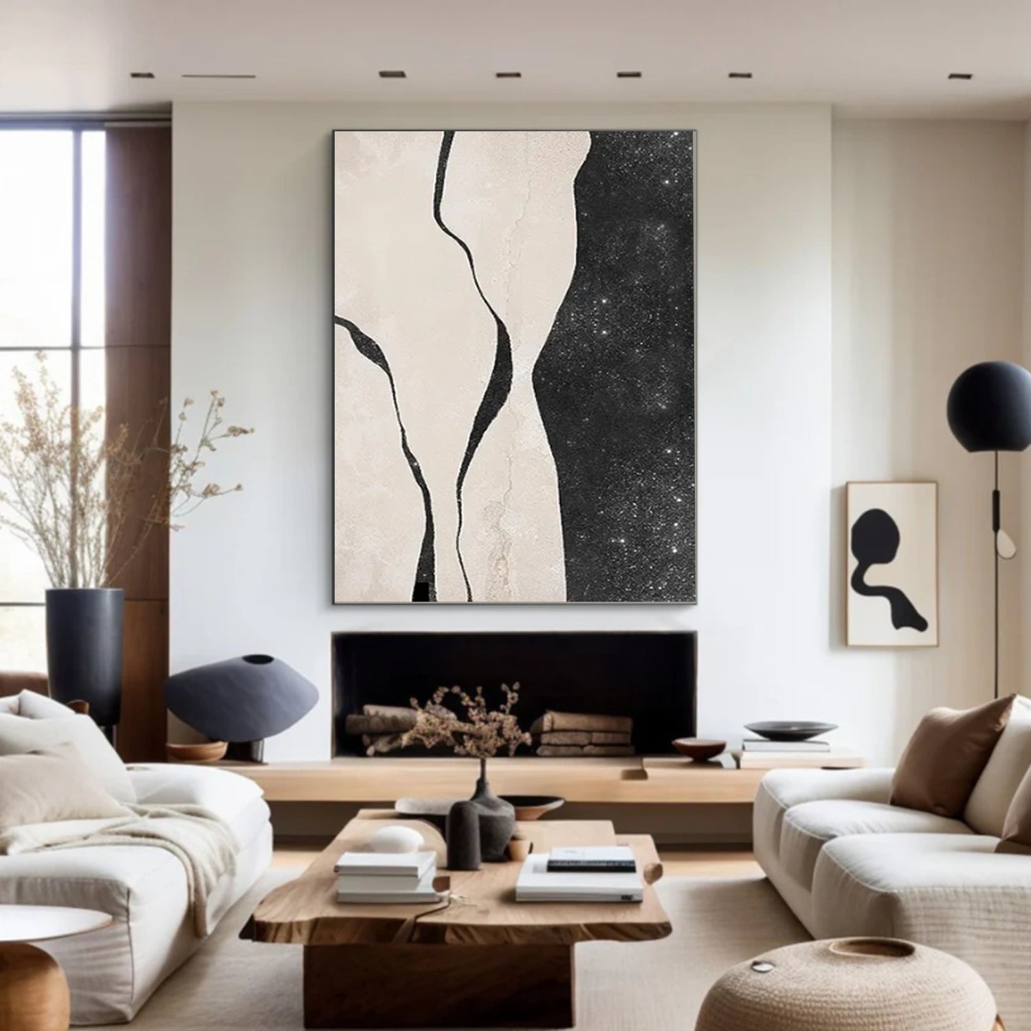 Black and Beige Abstract Wall Art #AW224