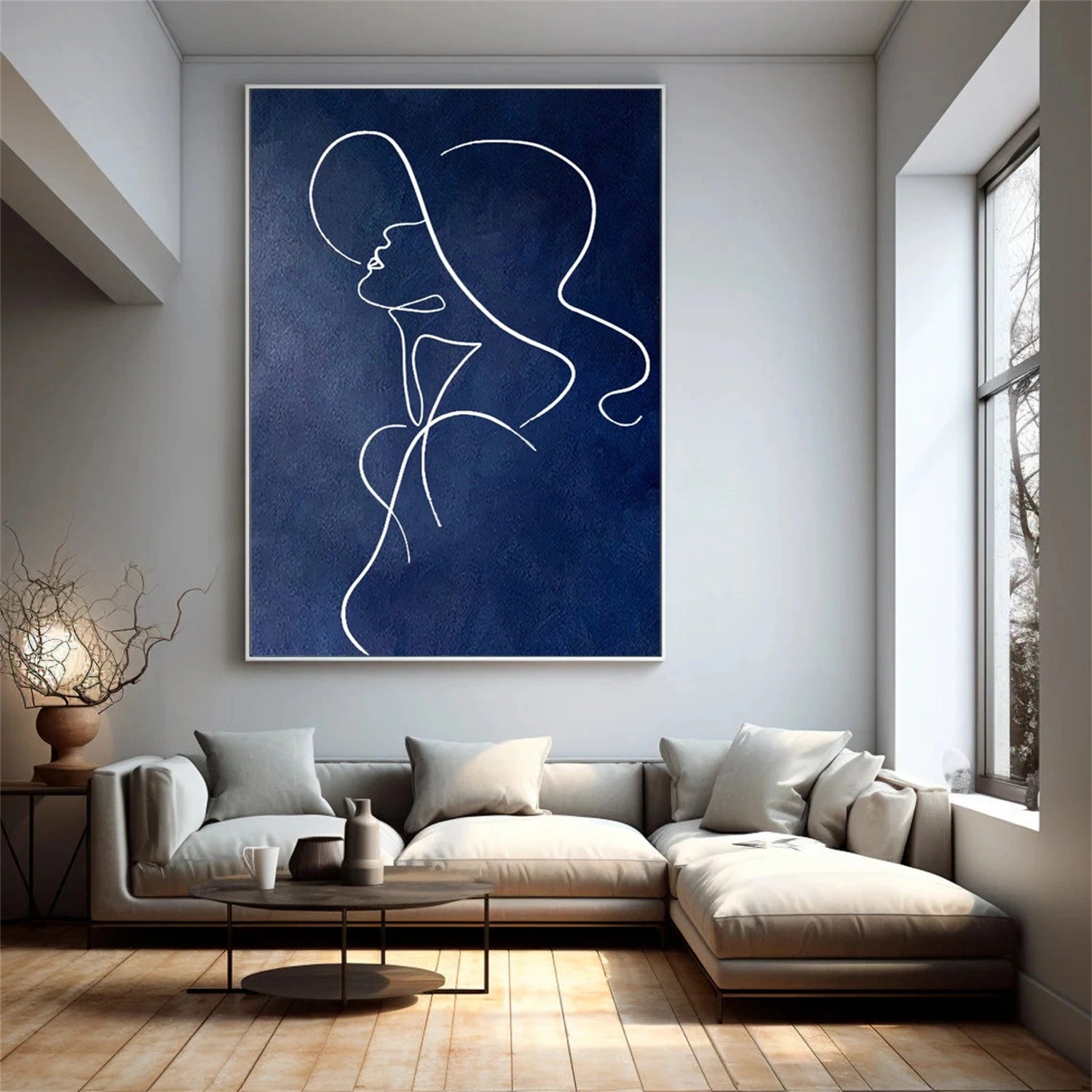 Blue Abstract Portrait Wall Art #WP017