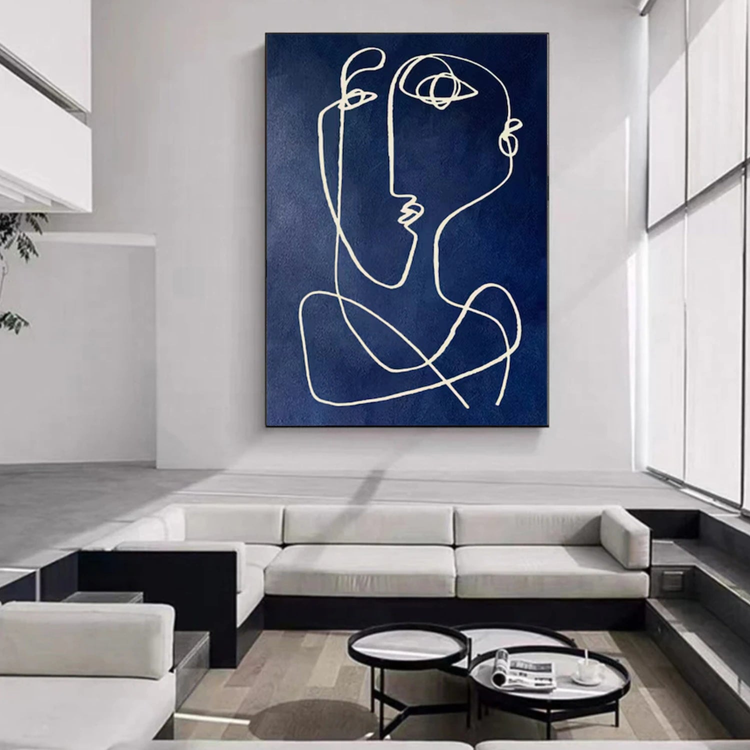 Blue Abstract Portrait Wall Art #WP016