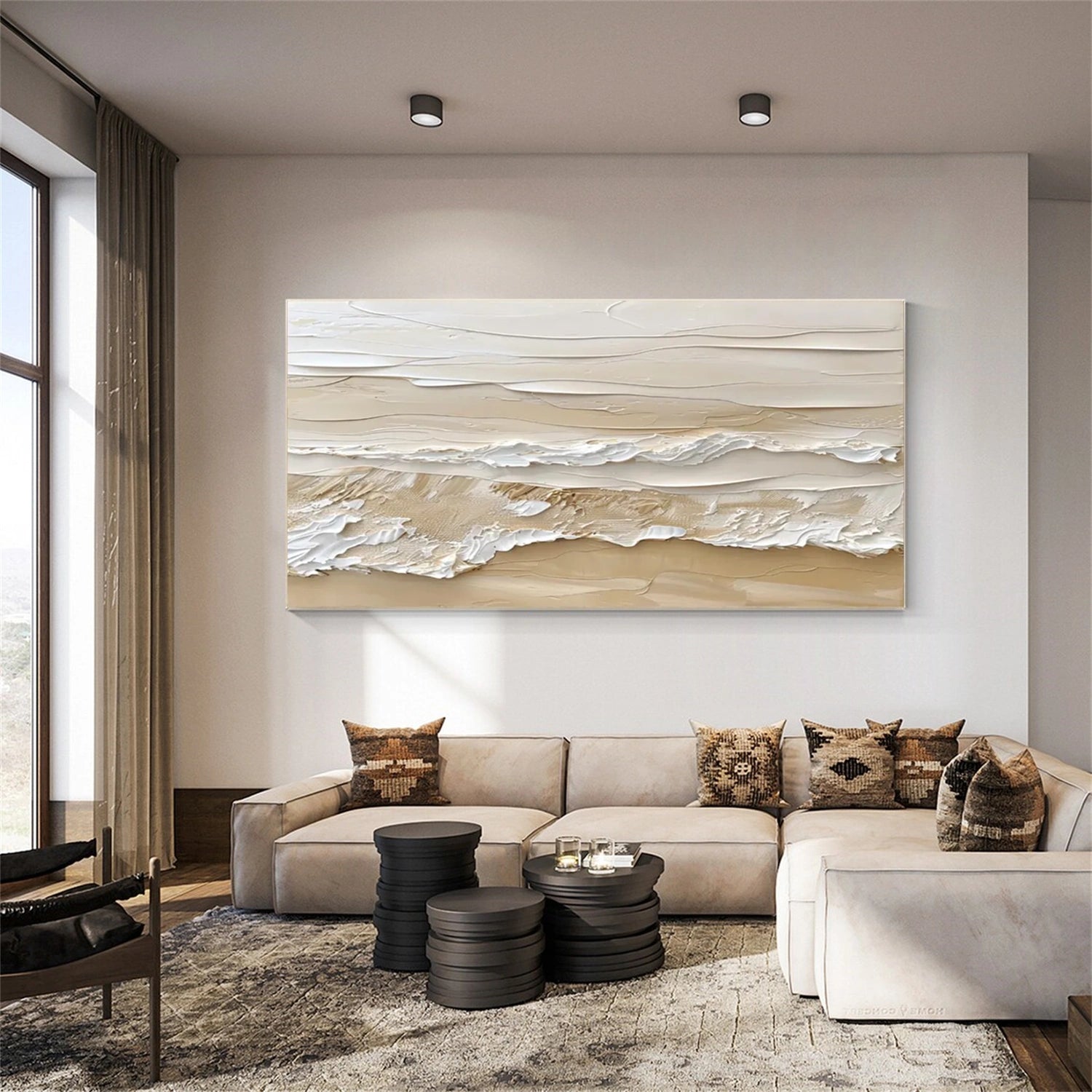 Sky And Ocean Abstract Textured Wall Art #SO316