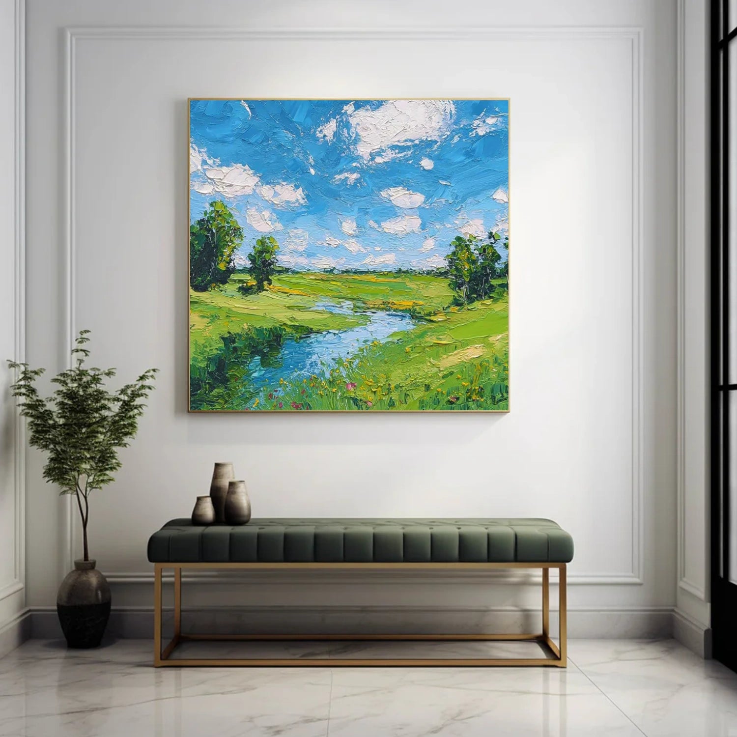 Sky And Ocean Abstract Textured Wall Art #SO363