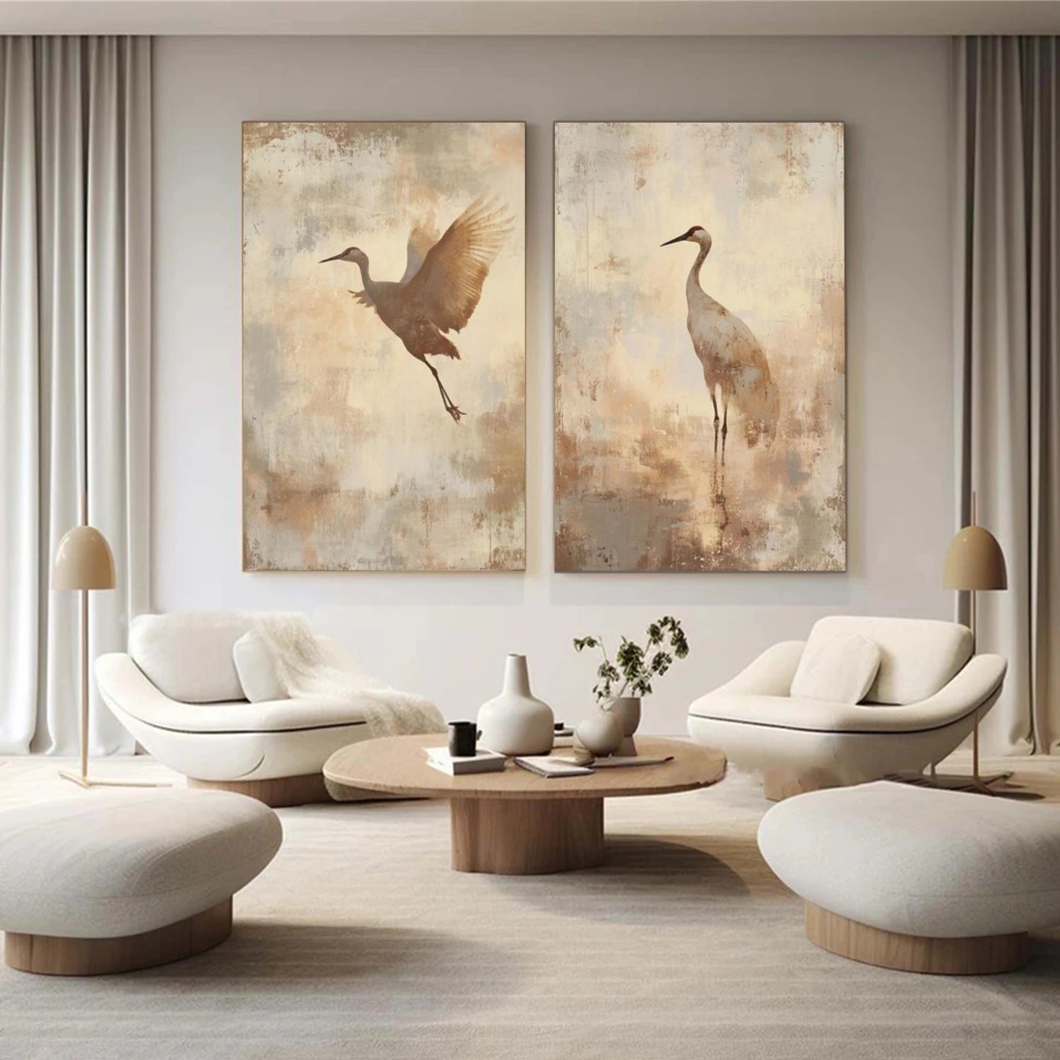 Abstract Animal Art Crane Wall Art Set of 2 #AT056