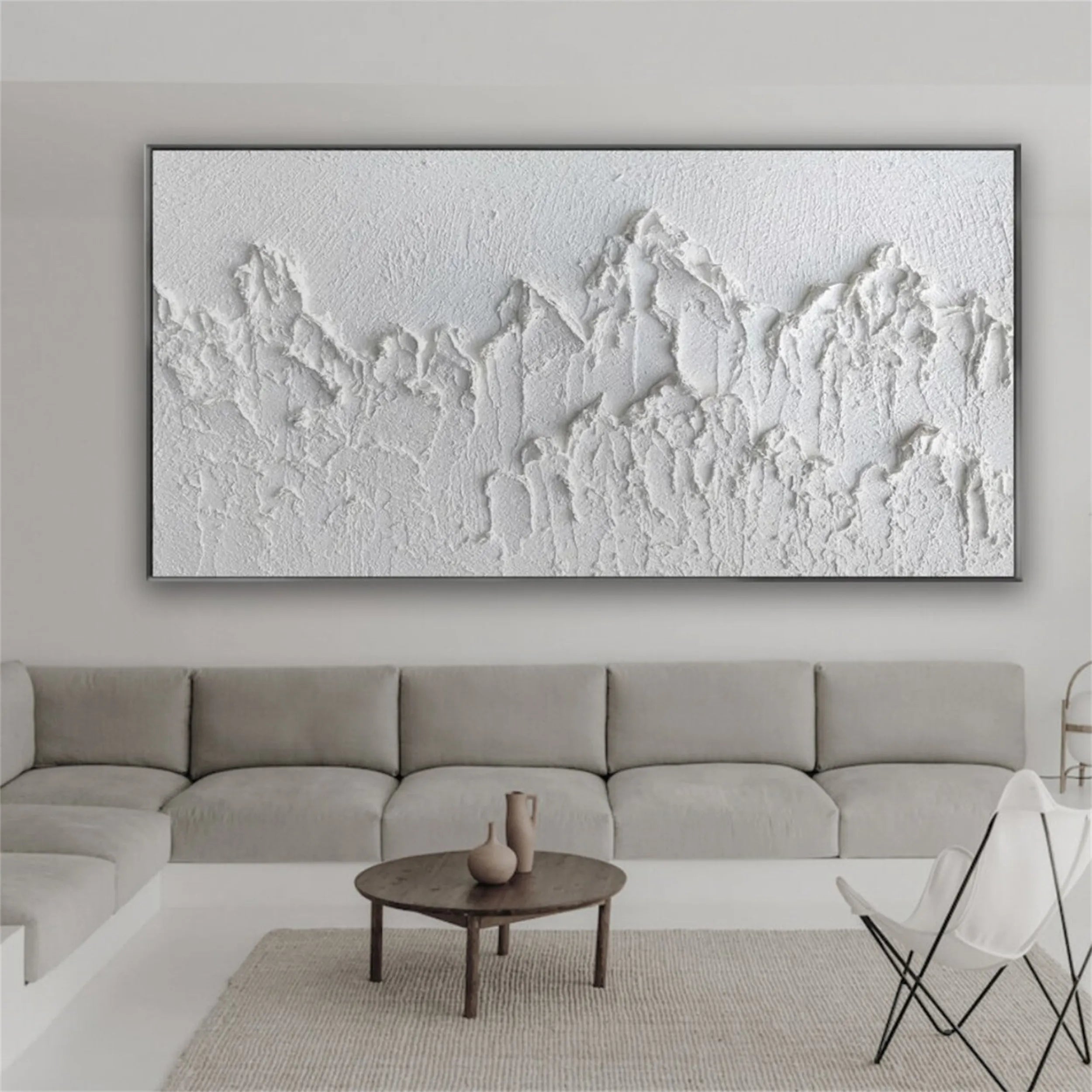 White Textured Minimalist Wall Art #WT097