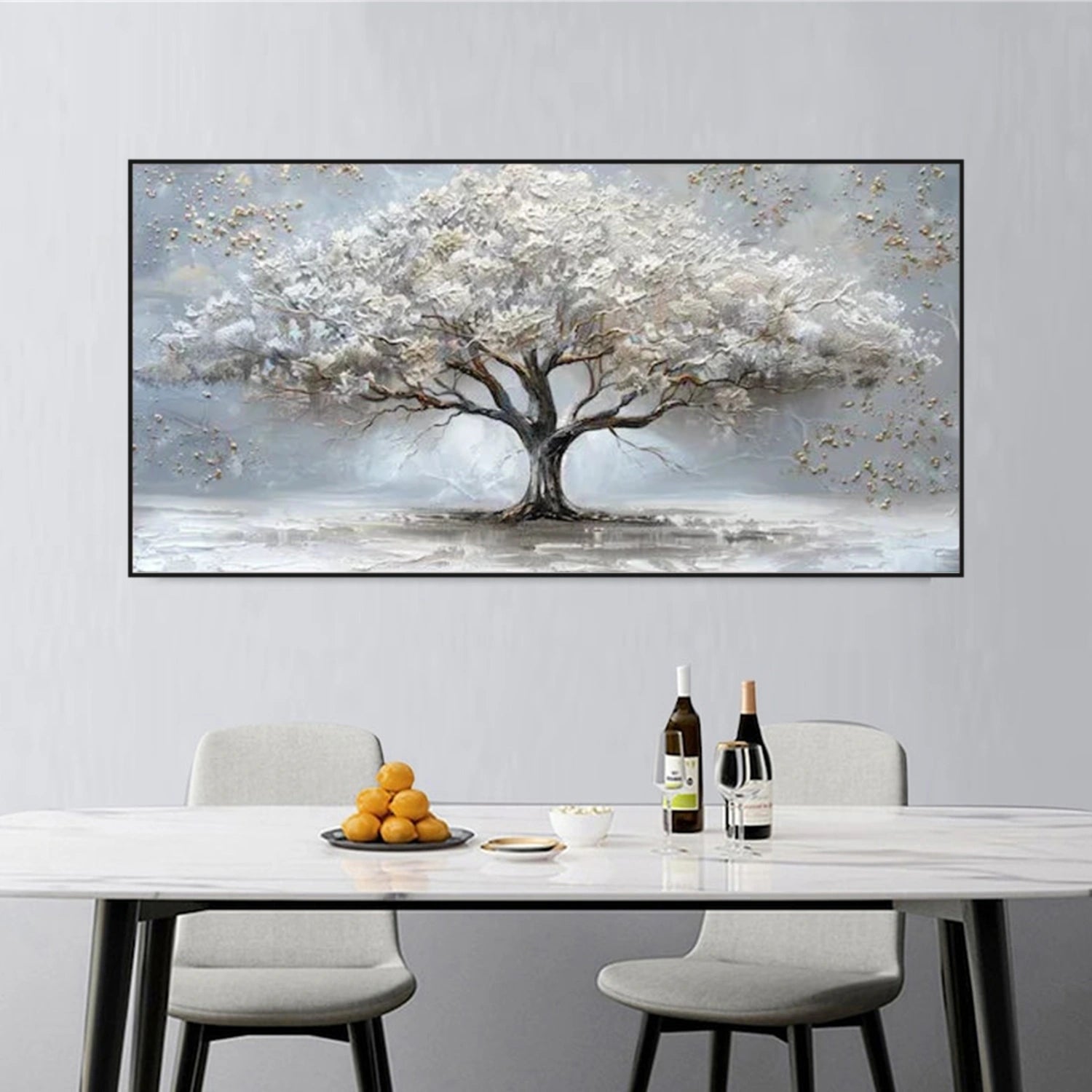Tree And Flower Abstract Textured Wall Art #TF178