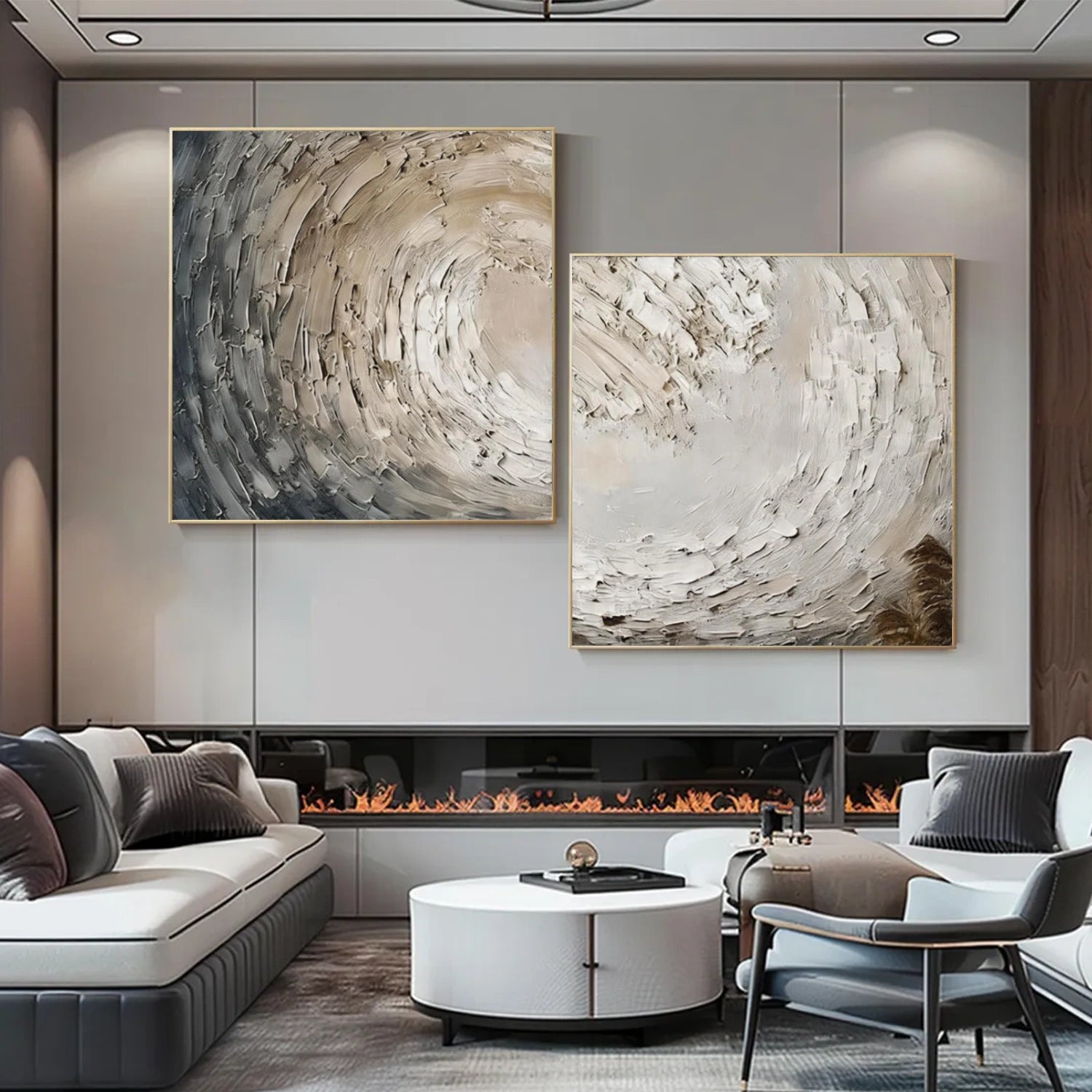 Sky And Ocean Abstract Textured Wall Art Set of 2 #SO391