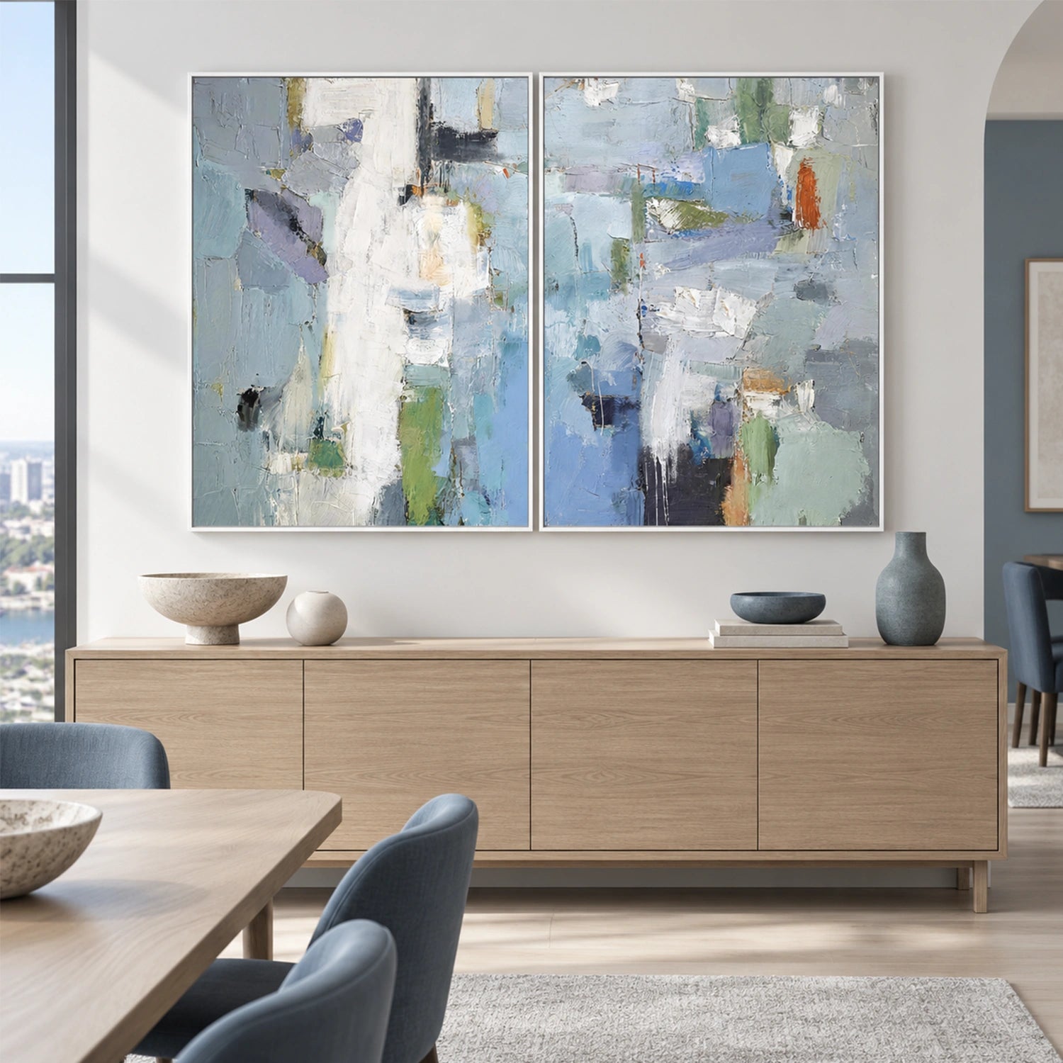 Blue Abstract Wall Art Set of 2 #AW265