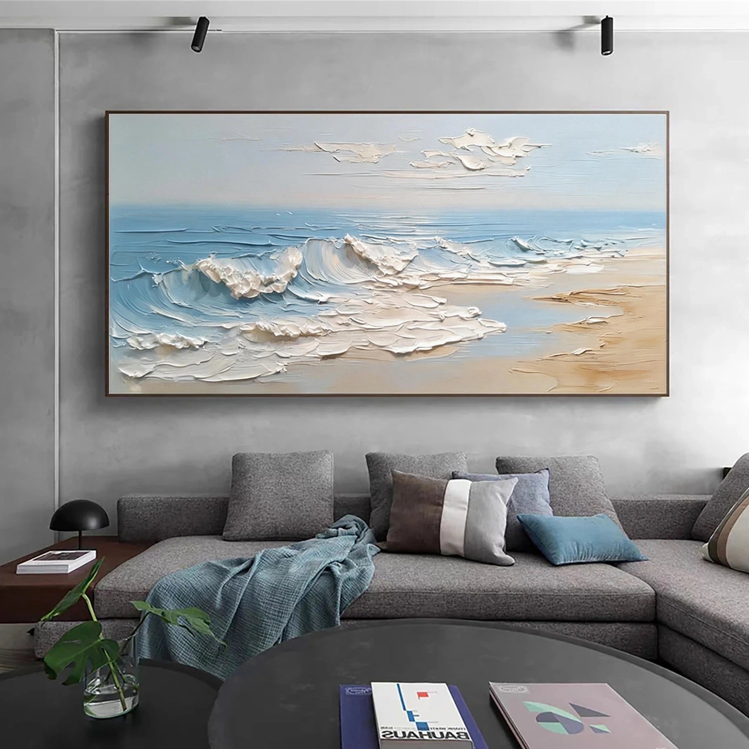 Sky And Ocean Abstract Textured Wall Art #SO412