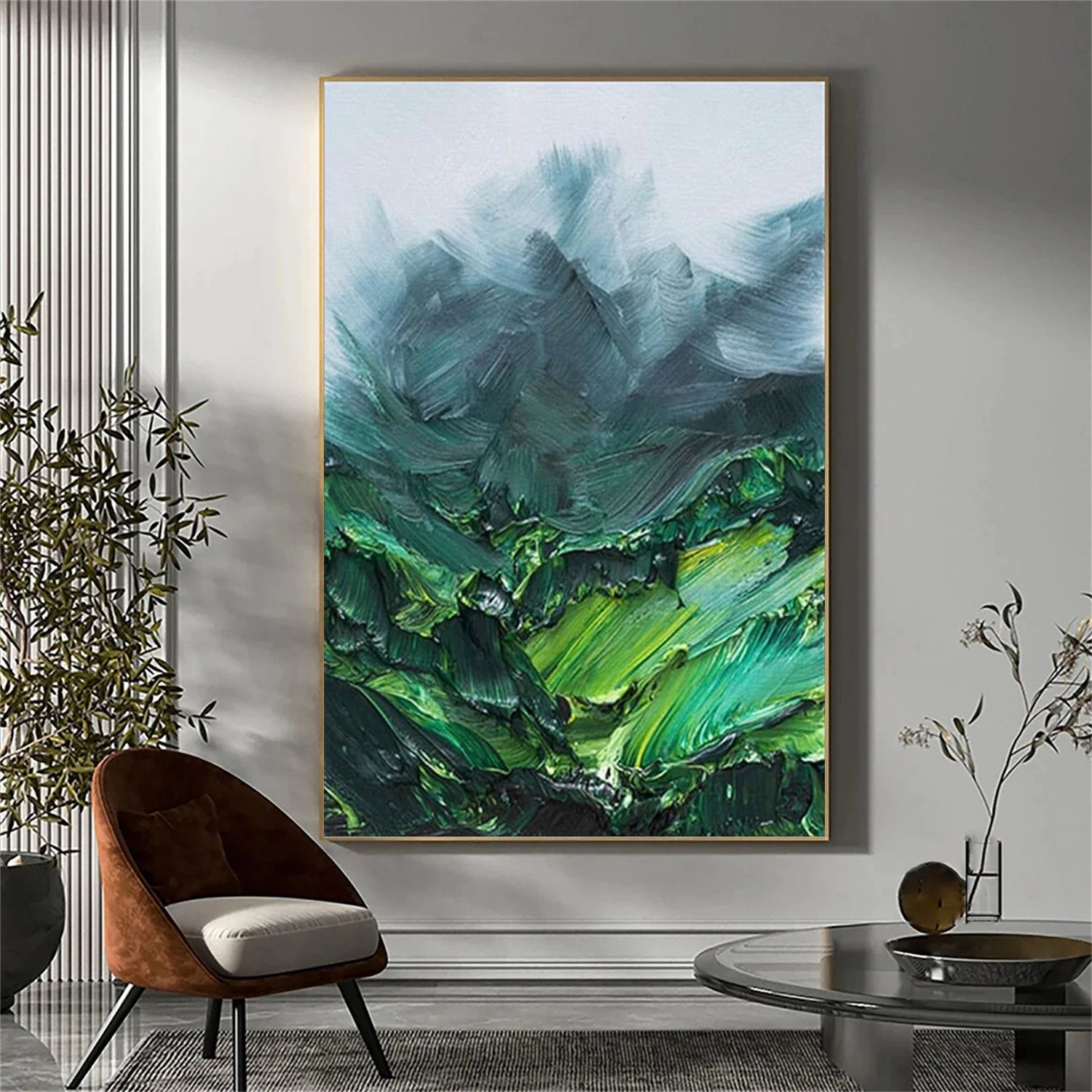 Green Textured Abstract Wall Art #AW091