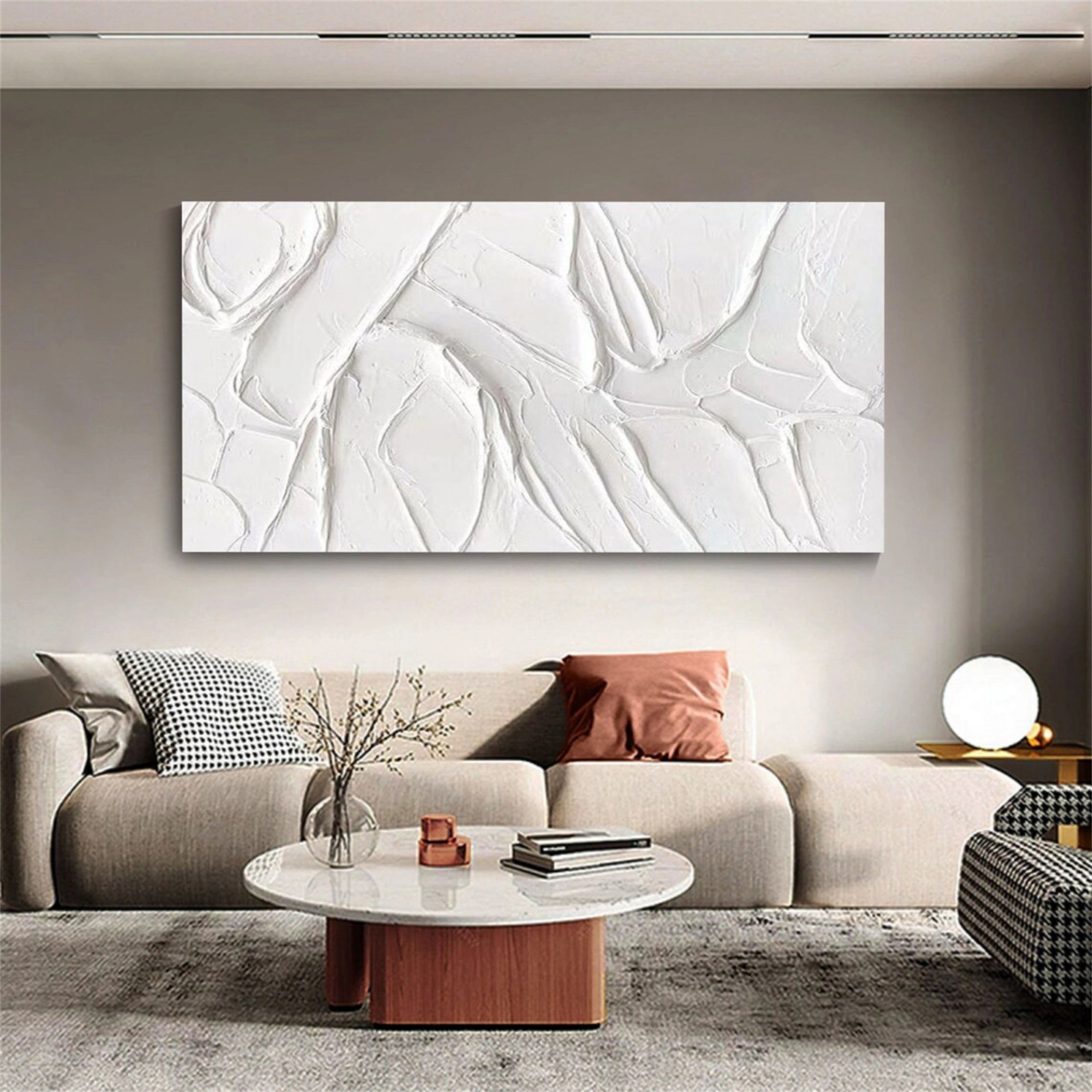 White Textured Minimalist Wall Art #WT068