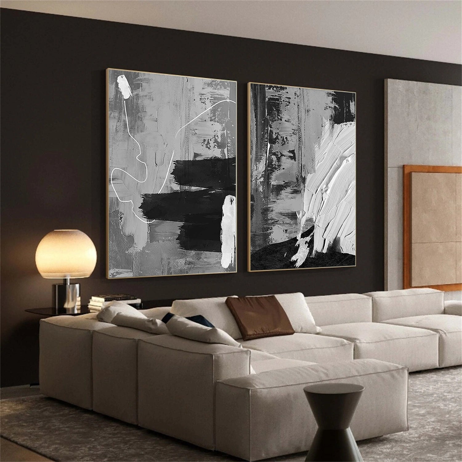 Black and White Minimalist Textured Canvas Art #BT082