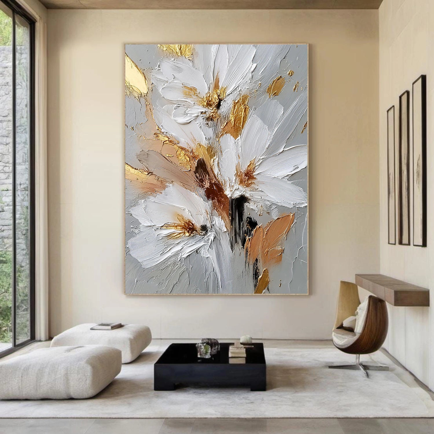 Tree And Flower Abstract Textured  Wall Art #TF187