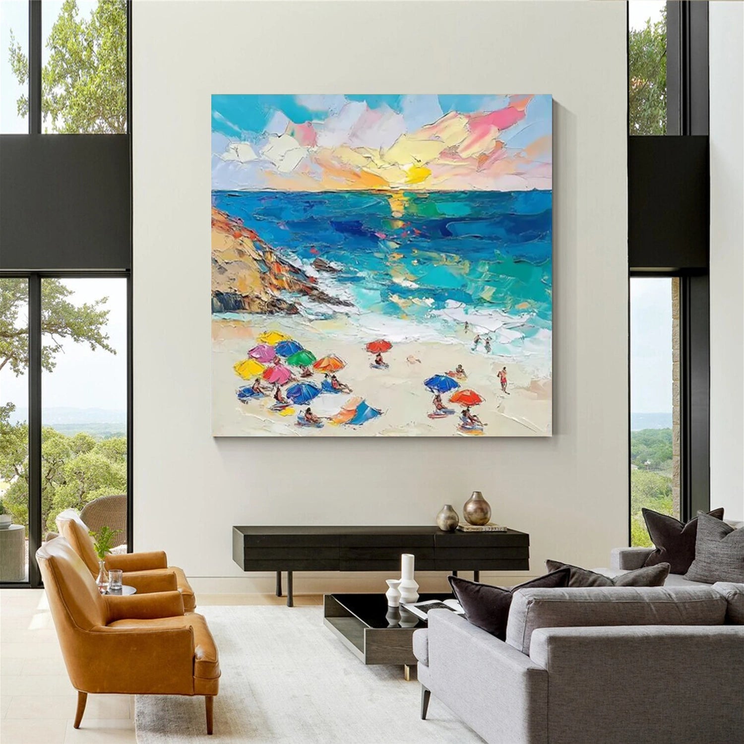 Sky And Ocean Abstract Textured Wall Art #SO261