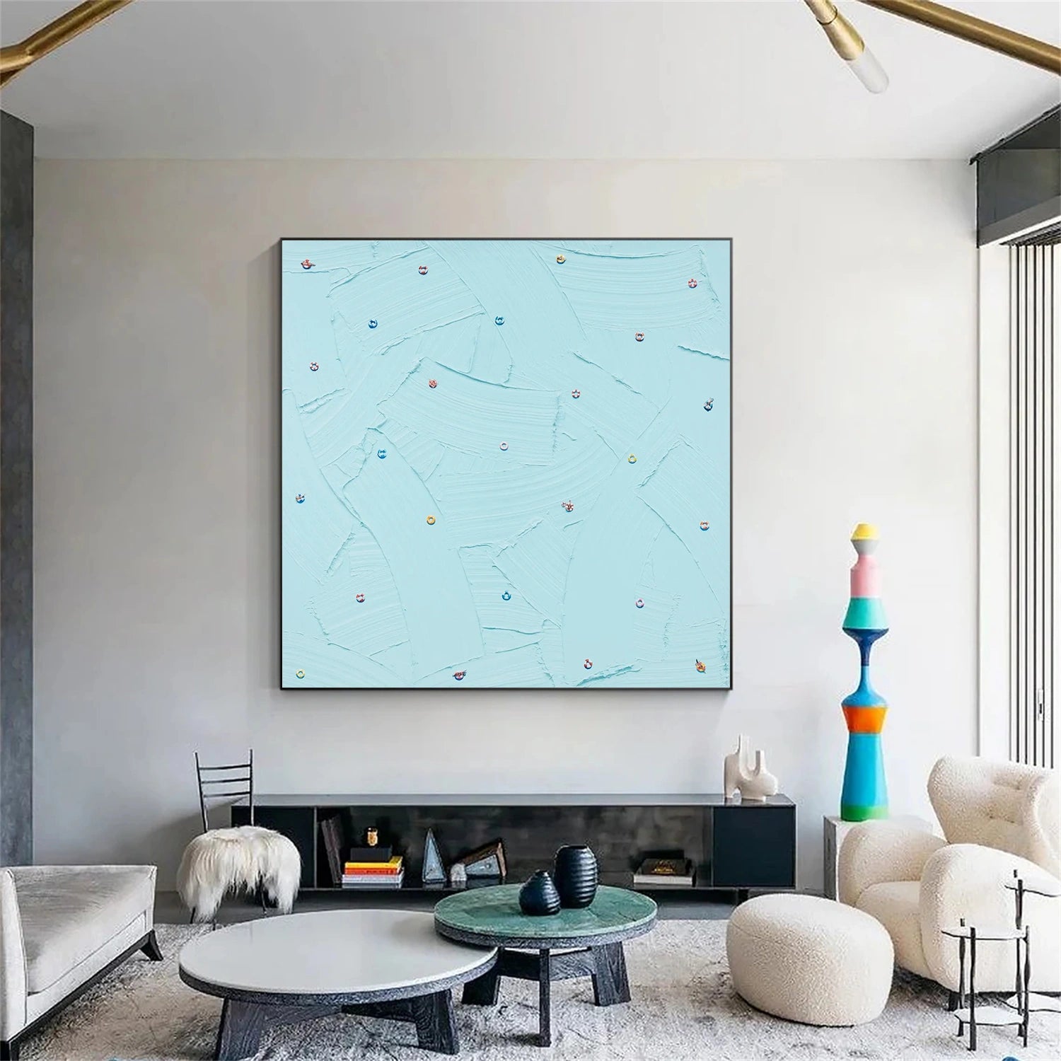 Blue Sky And Ocean Abstract Textured Wall Art #SO266