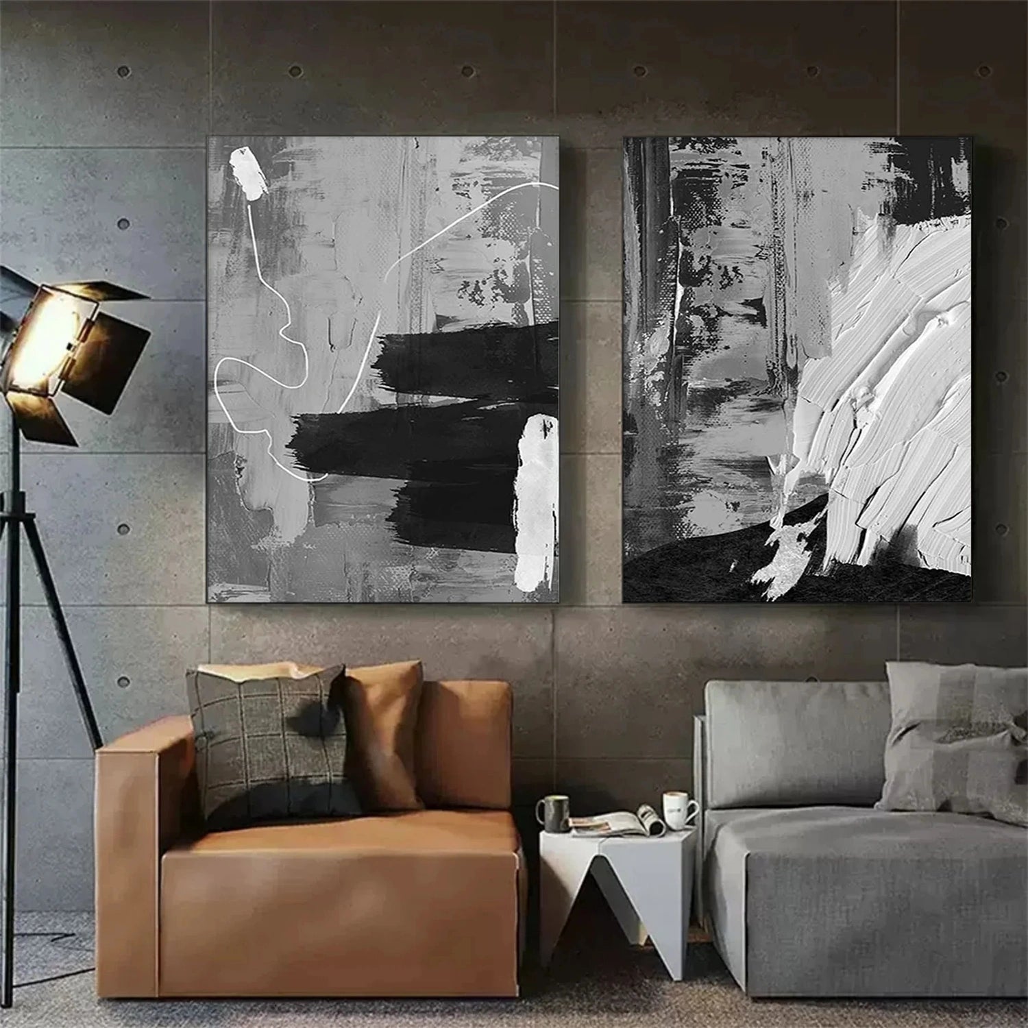 Black and White Minimalist Textured Canvas Art #BT082