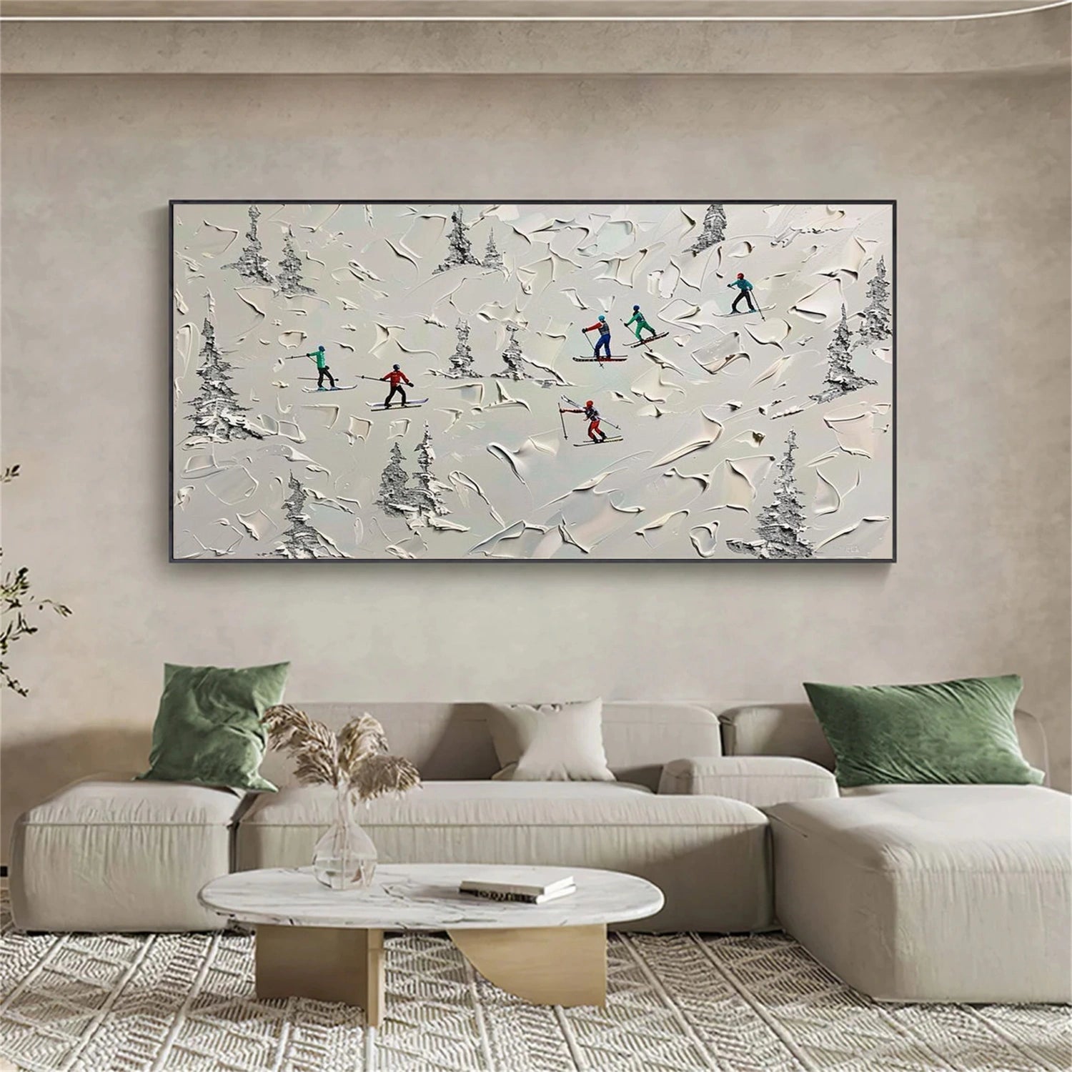 Skiing Sport Textured Wall Art #BA050