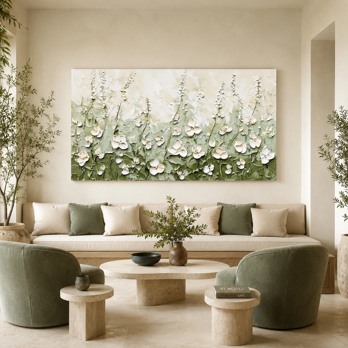 Tree And Flower Abstract Textured Wall Art #TF233