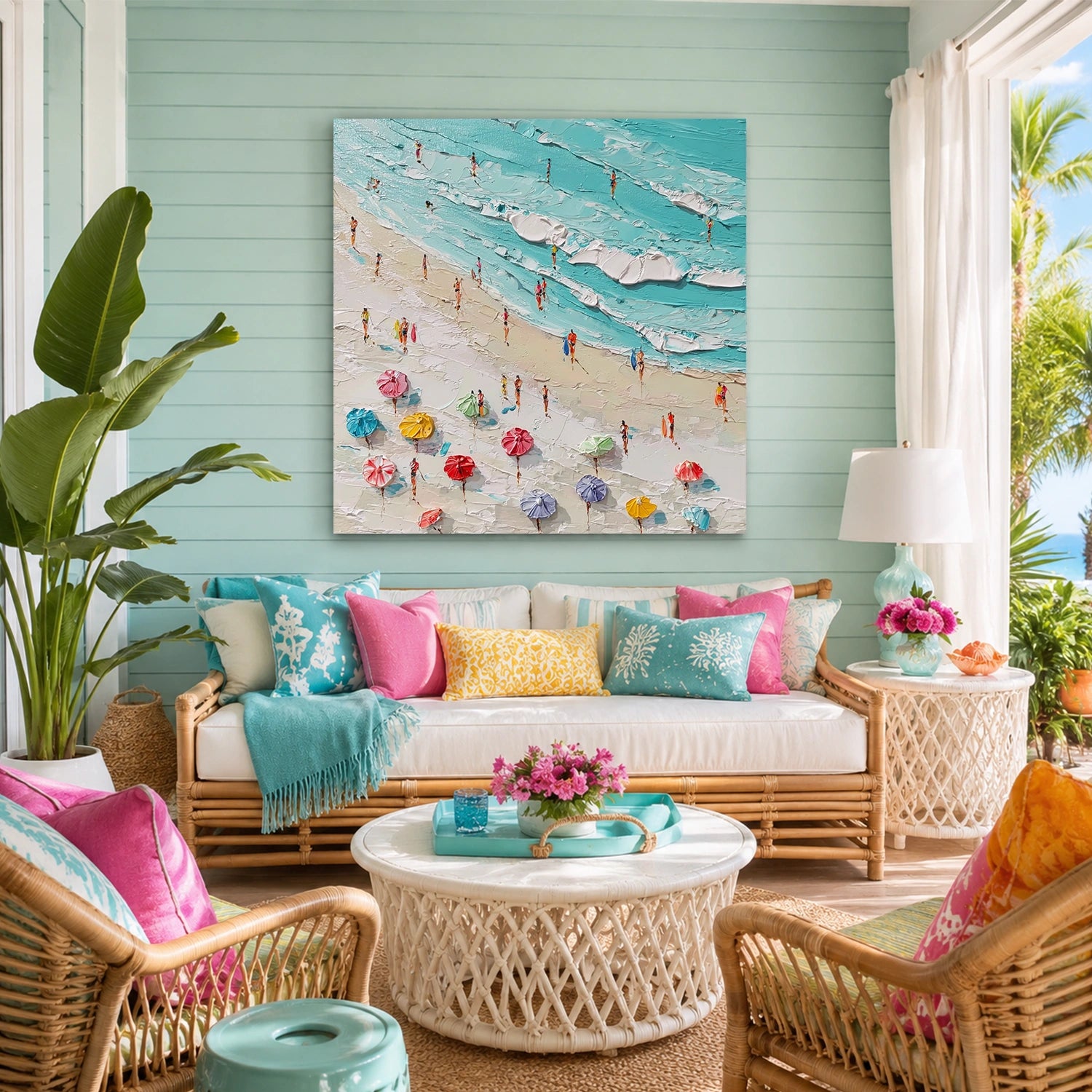Sky And Ocean Abstract Textured Wall Art #SO426