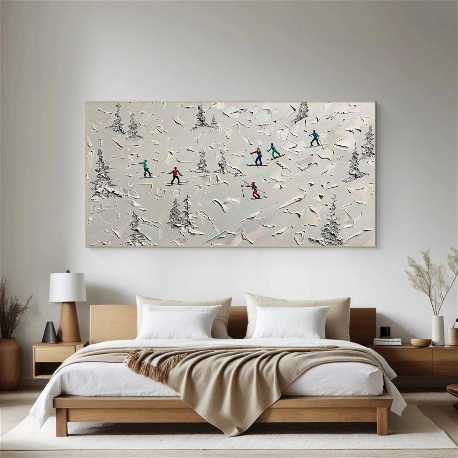 Skiing Sport Textured Wall Art #BA050