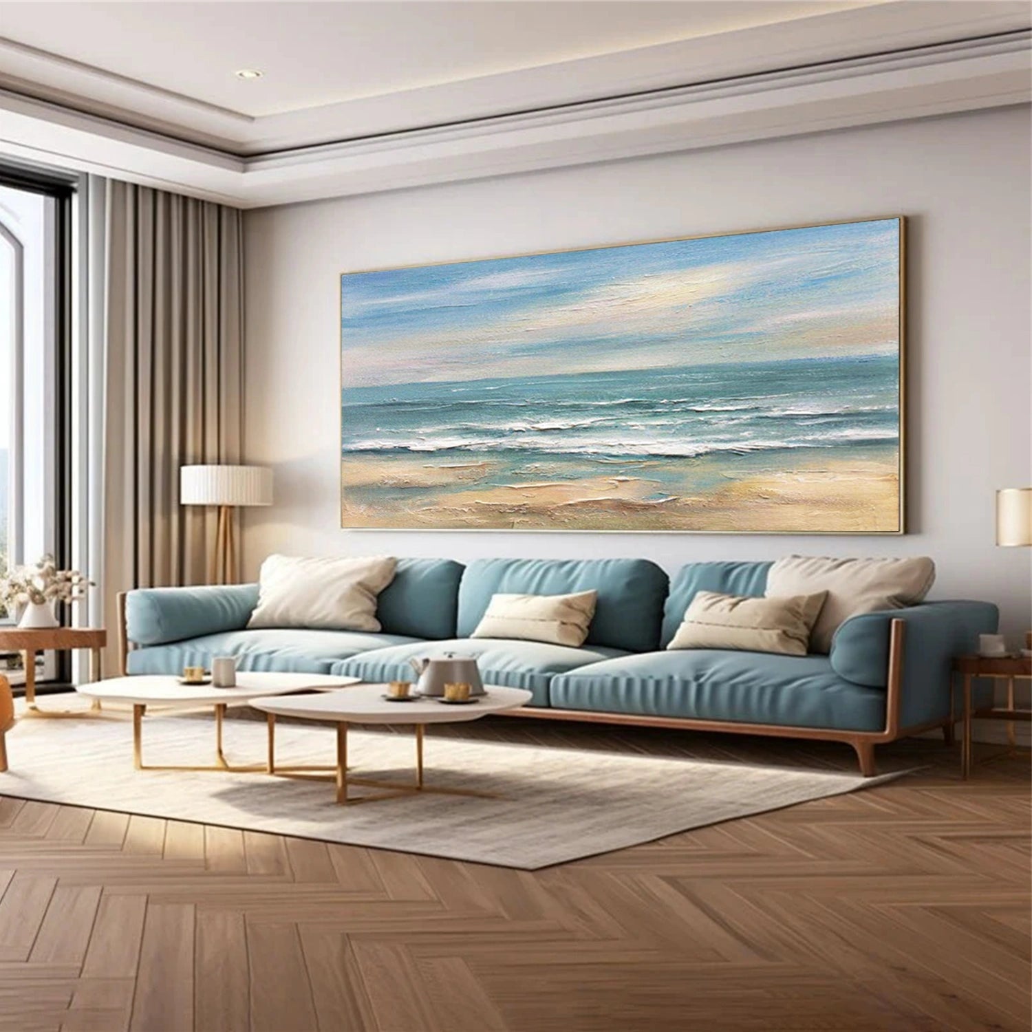 Sky And Ocean Abstract Textured Wall Art #SO258