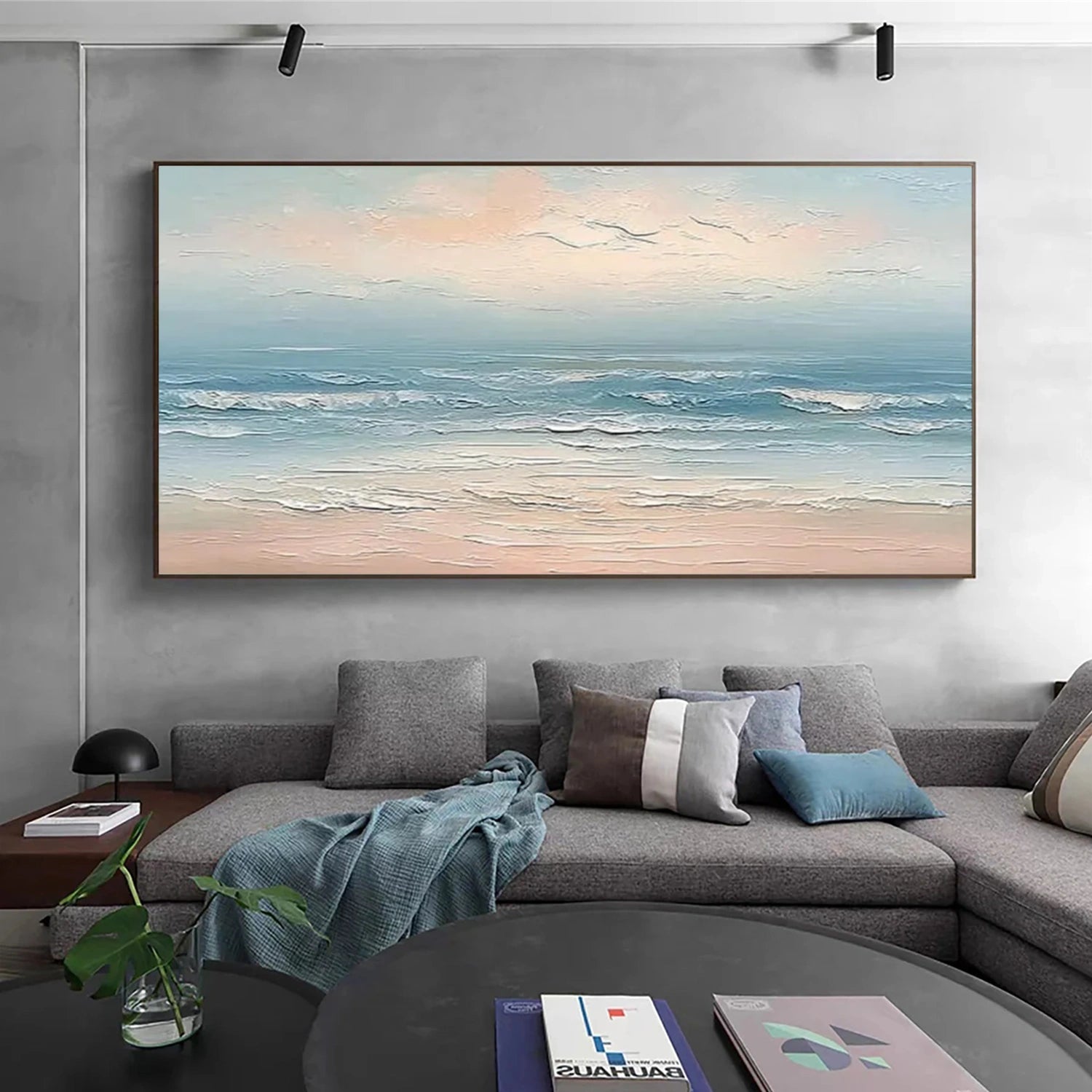 Sky And Ocean Abstract Textured Wall Art #SO384