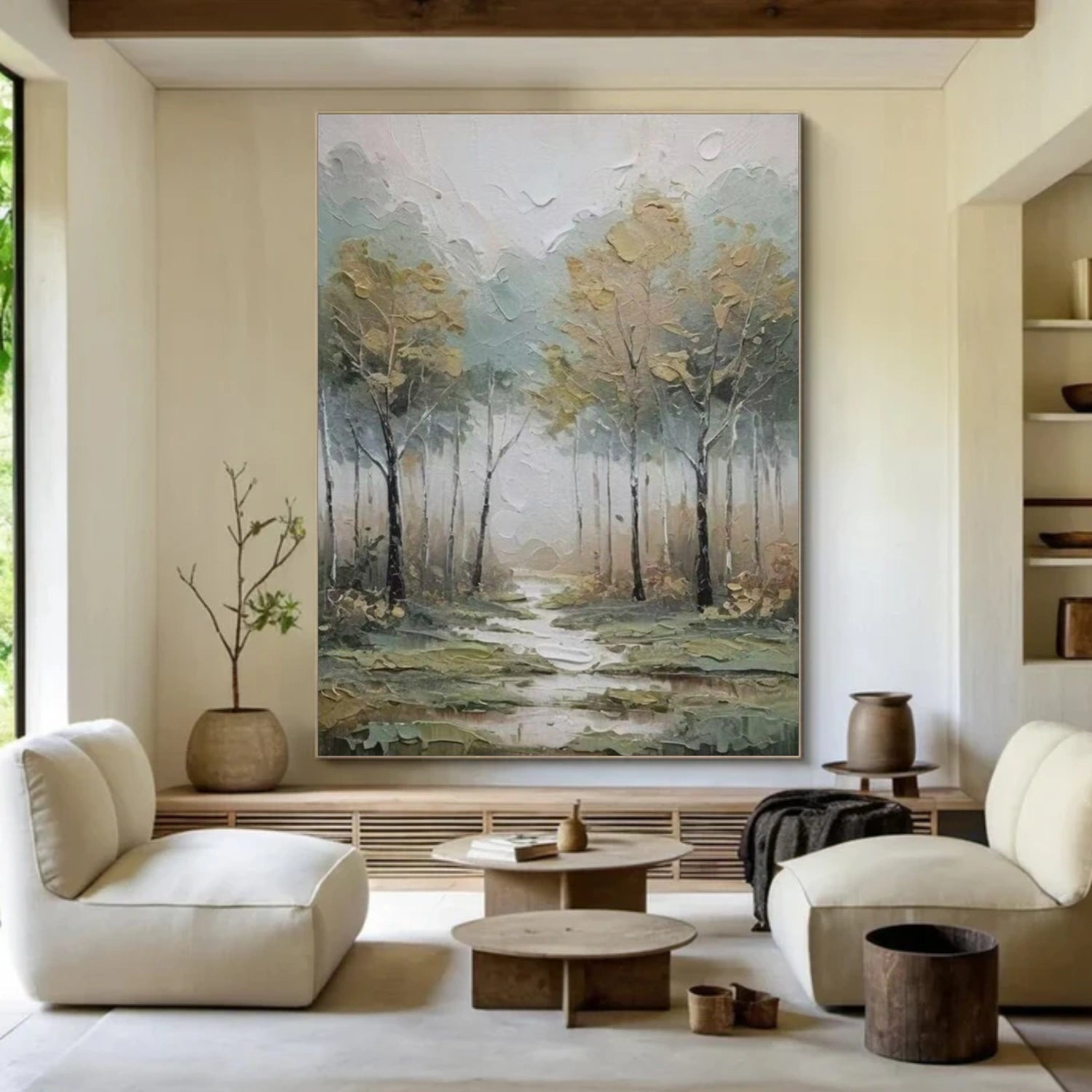 Tree And Flower Abstract Textured Wall Art #TF175