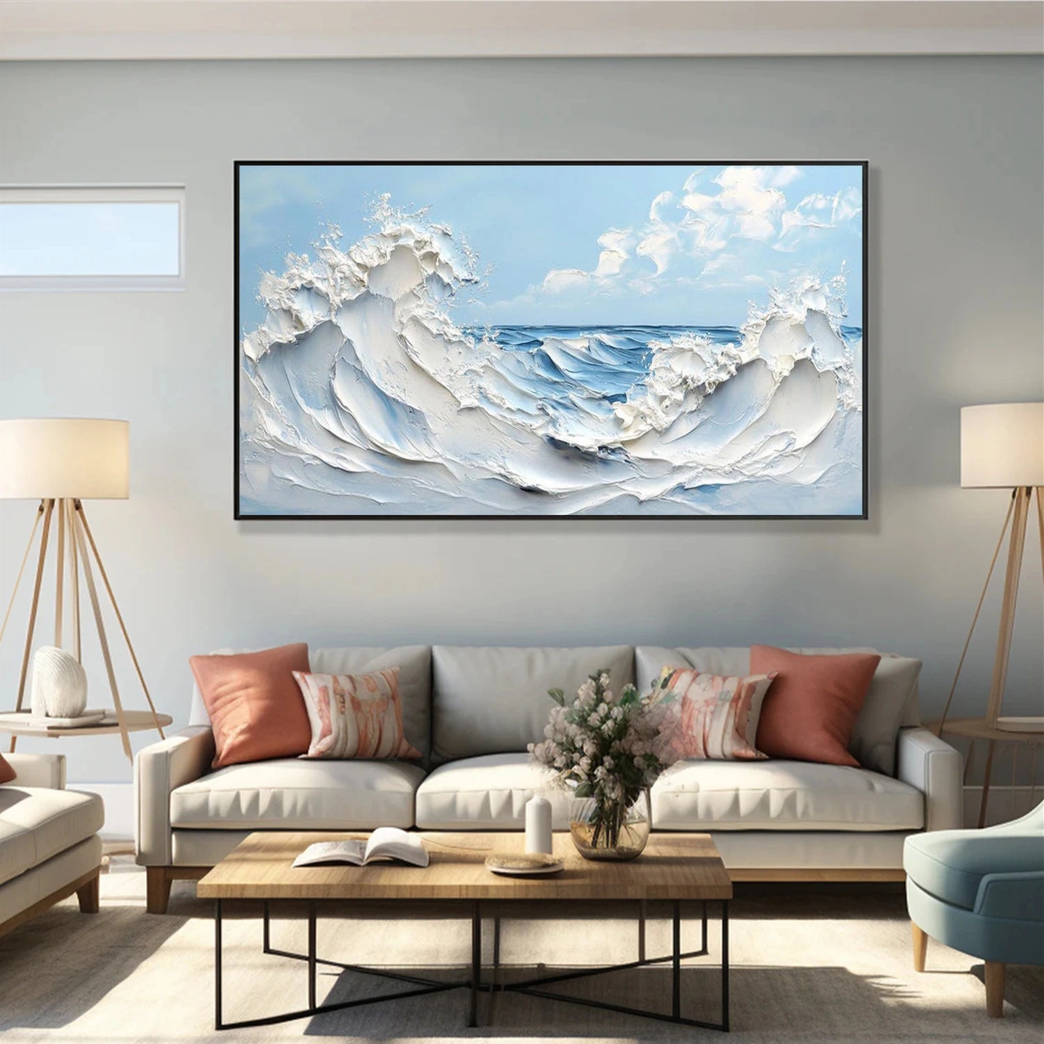 Sky And Ocean Abstract Textured Wall Art #SO397