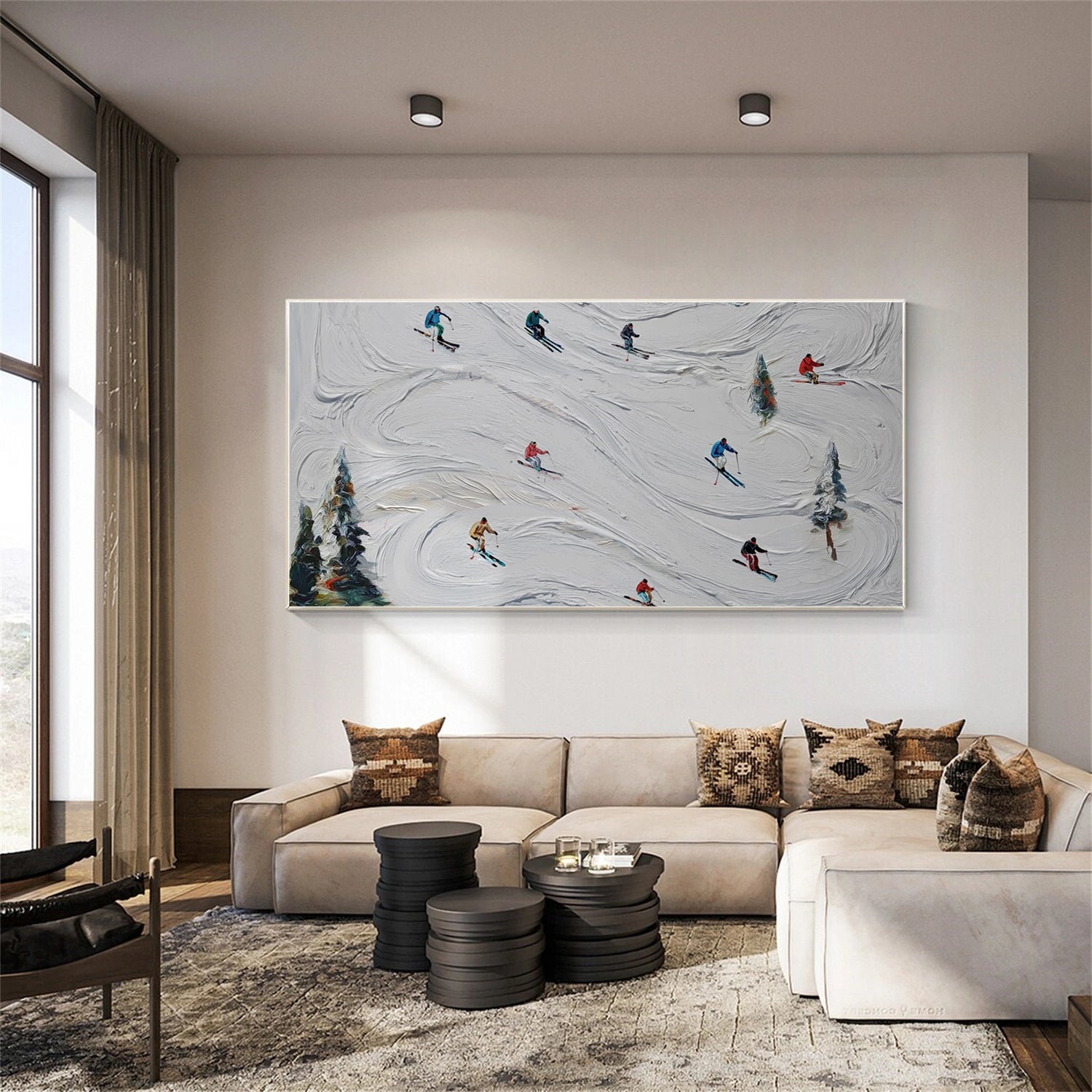 Skiing Sport Textured Wall Art #BA045