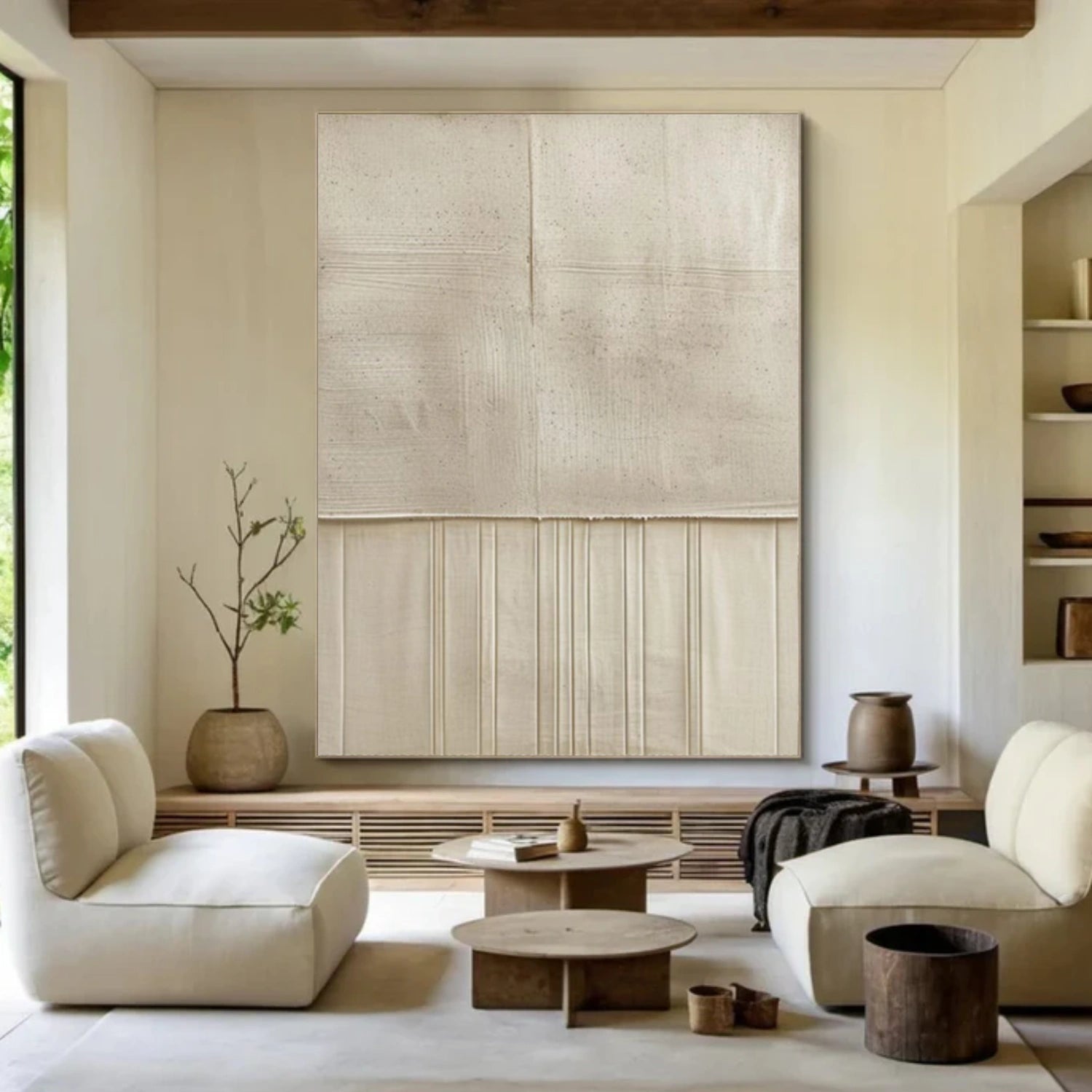 Beige & Brown Textured Minimalist Wall Art #BM035