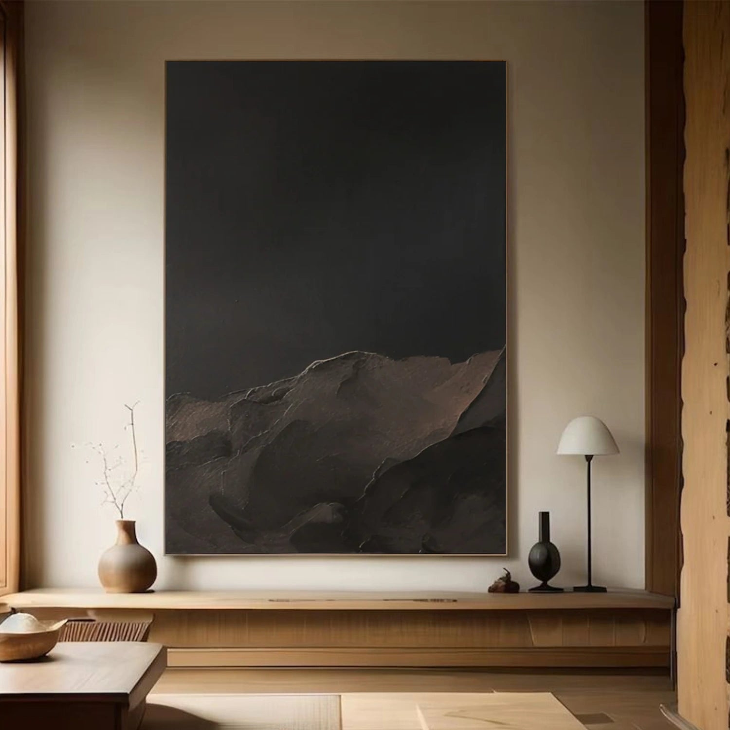 Black Minimalist Textured Canvas Art #BT089