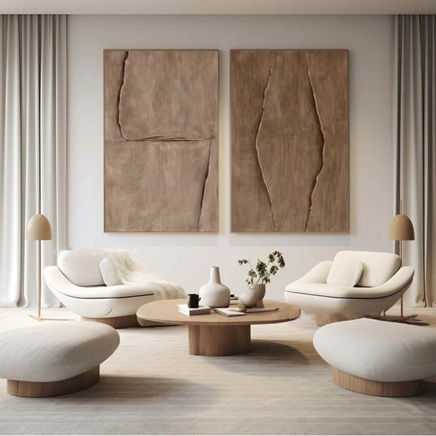 Brown Textured Minimalist Wall Art Set of 2 #BM038