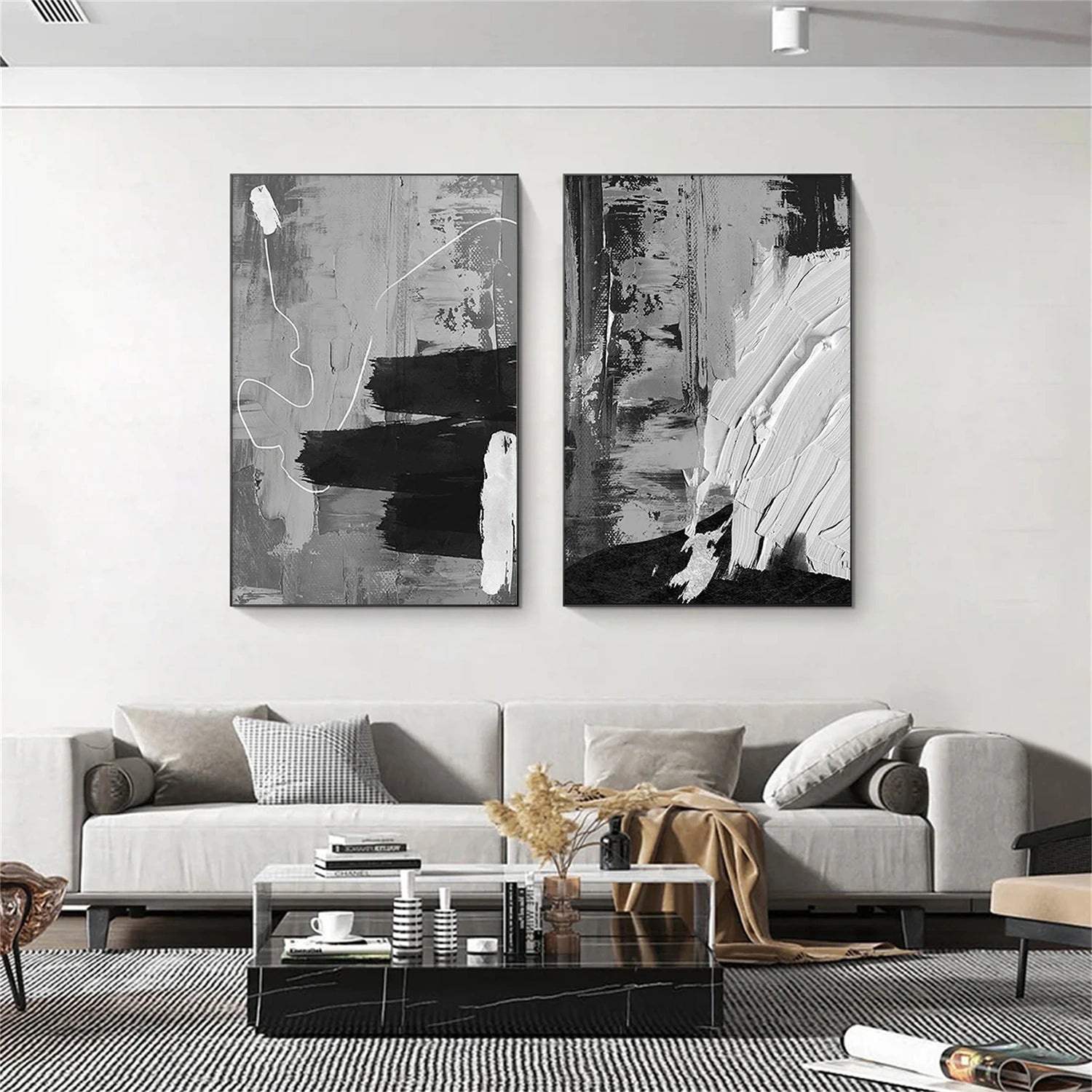 Black and White Minimalist Textured Canvas Art #BT082