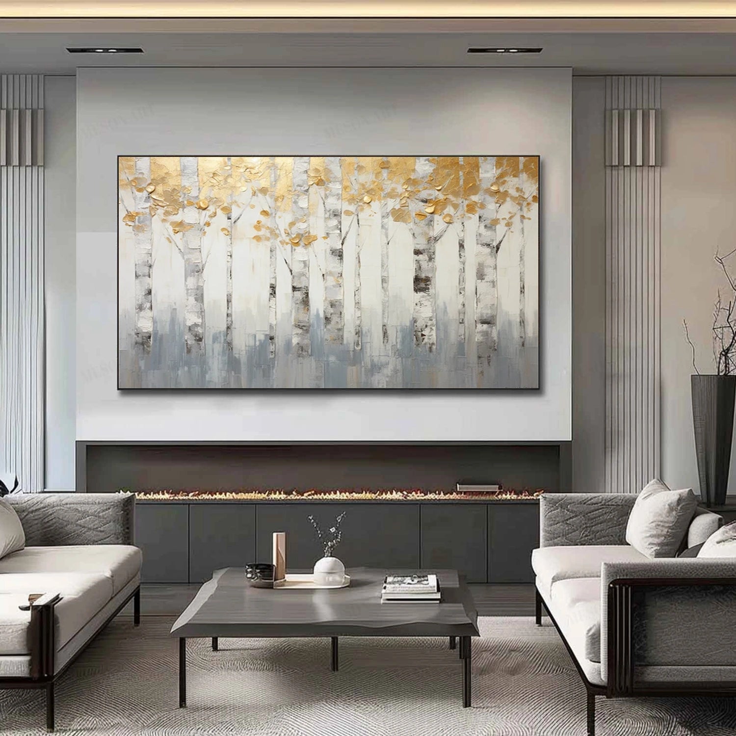 Tree And Flower Abstract Textured  Wall Art #TF126