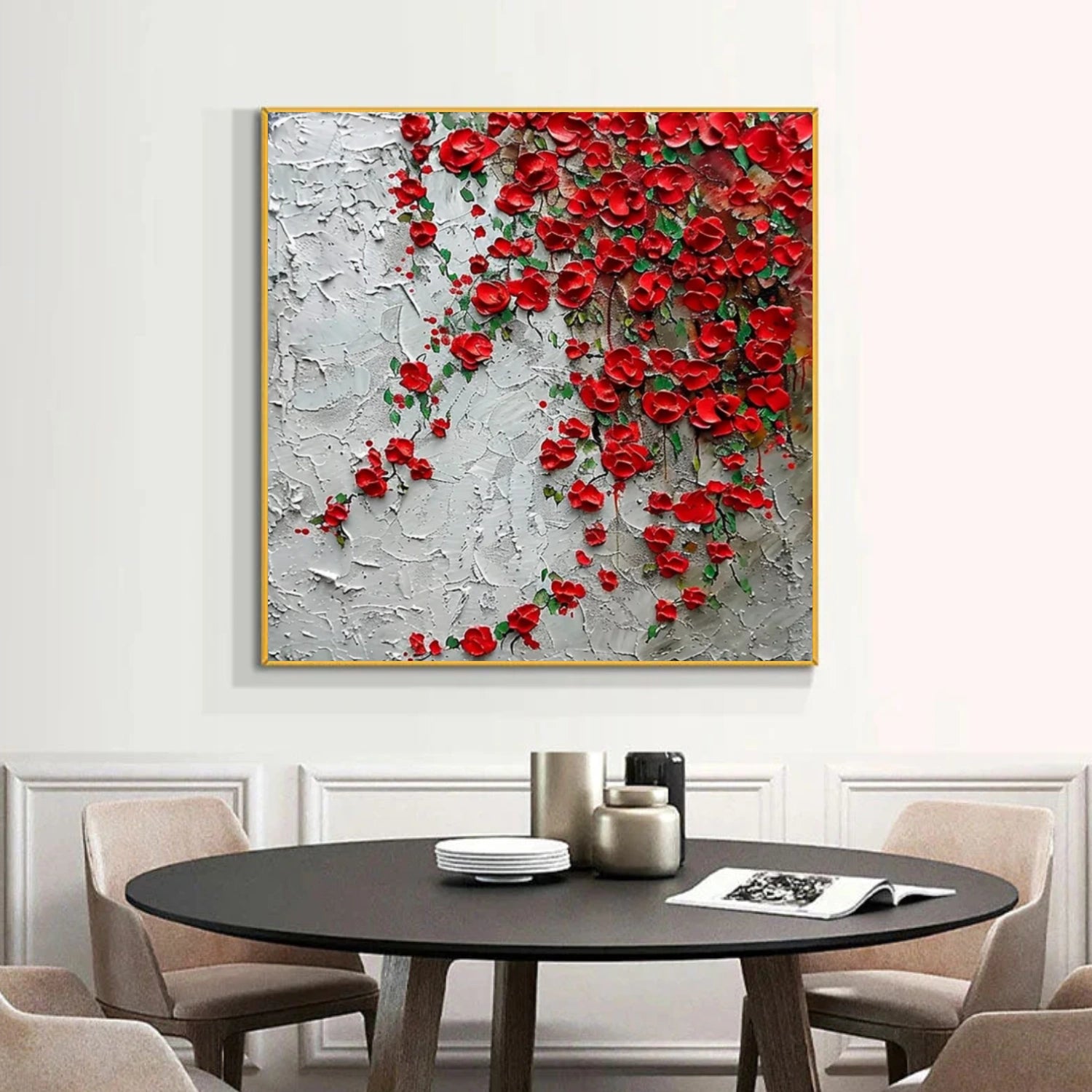 Tree And Flower Abstract Textured Wall Art #TF155