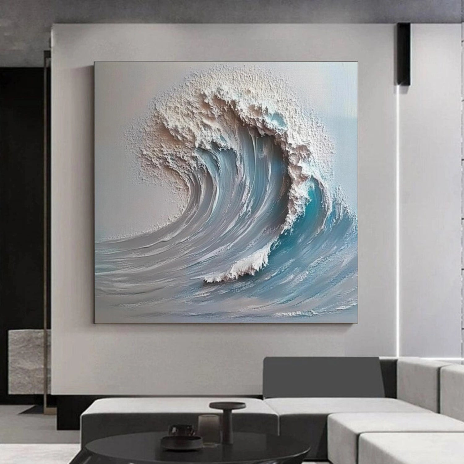 Sky And Ocean Abstract Textured Wall Art #SO298