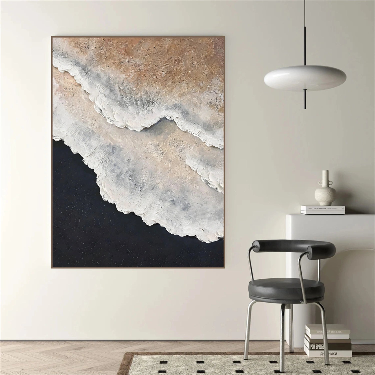 Sky And Ocean Abstract Textured Wall Art #SO394