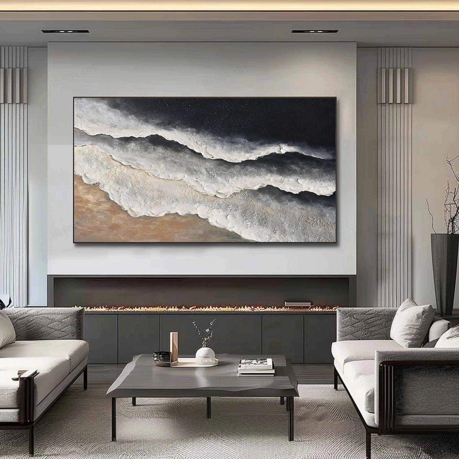 Sky And Ocean Abstract Textured Wall Art #SO392