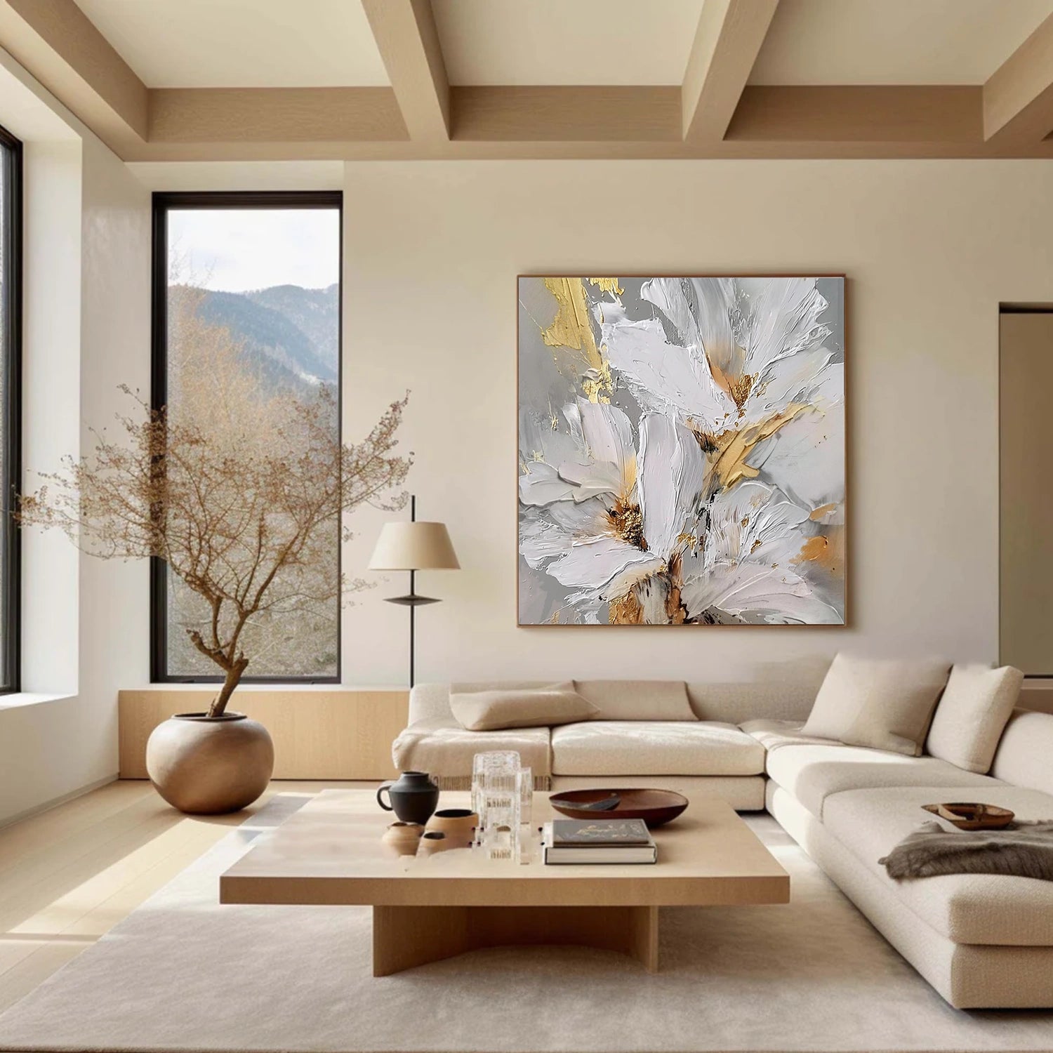 Tree And Flower Abstract Textured  Wall Art #TF188