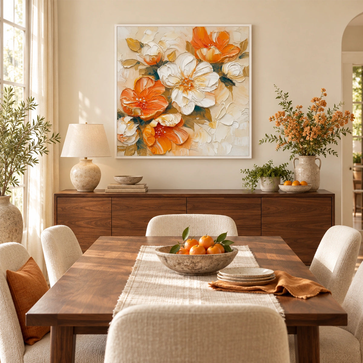 Tree And Flower Abstract Textured Wall Art #TF224