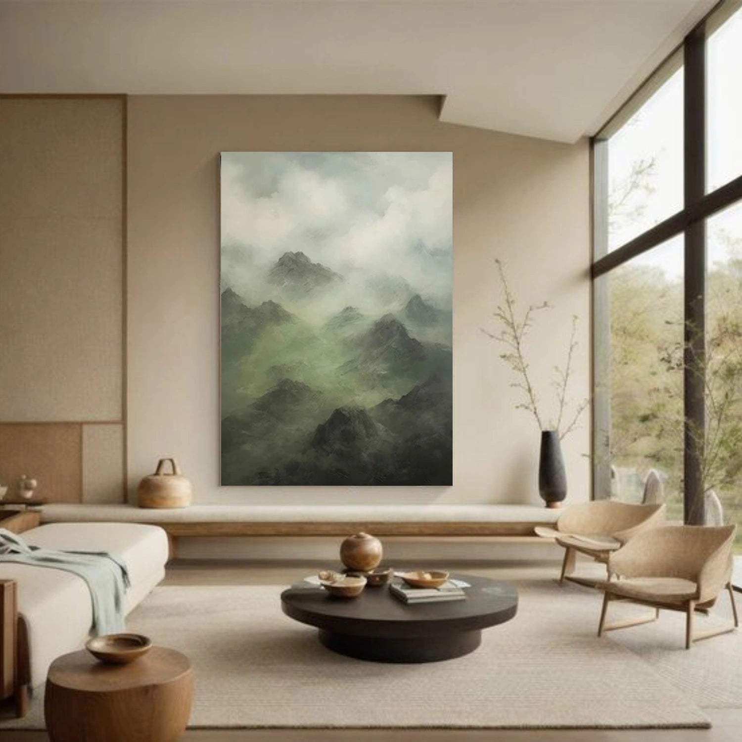Green Minimalist Mountain Canvas Art #WT242