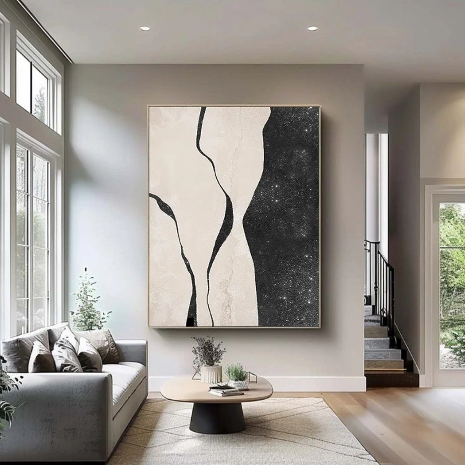 Black and Beige Abstract Wall Art #AW224