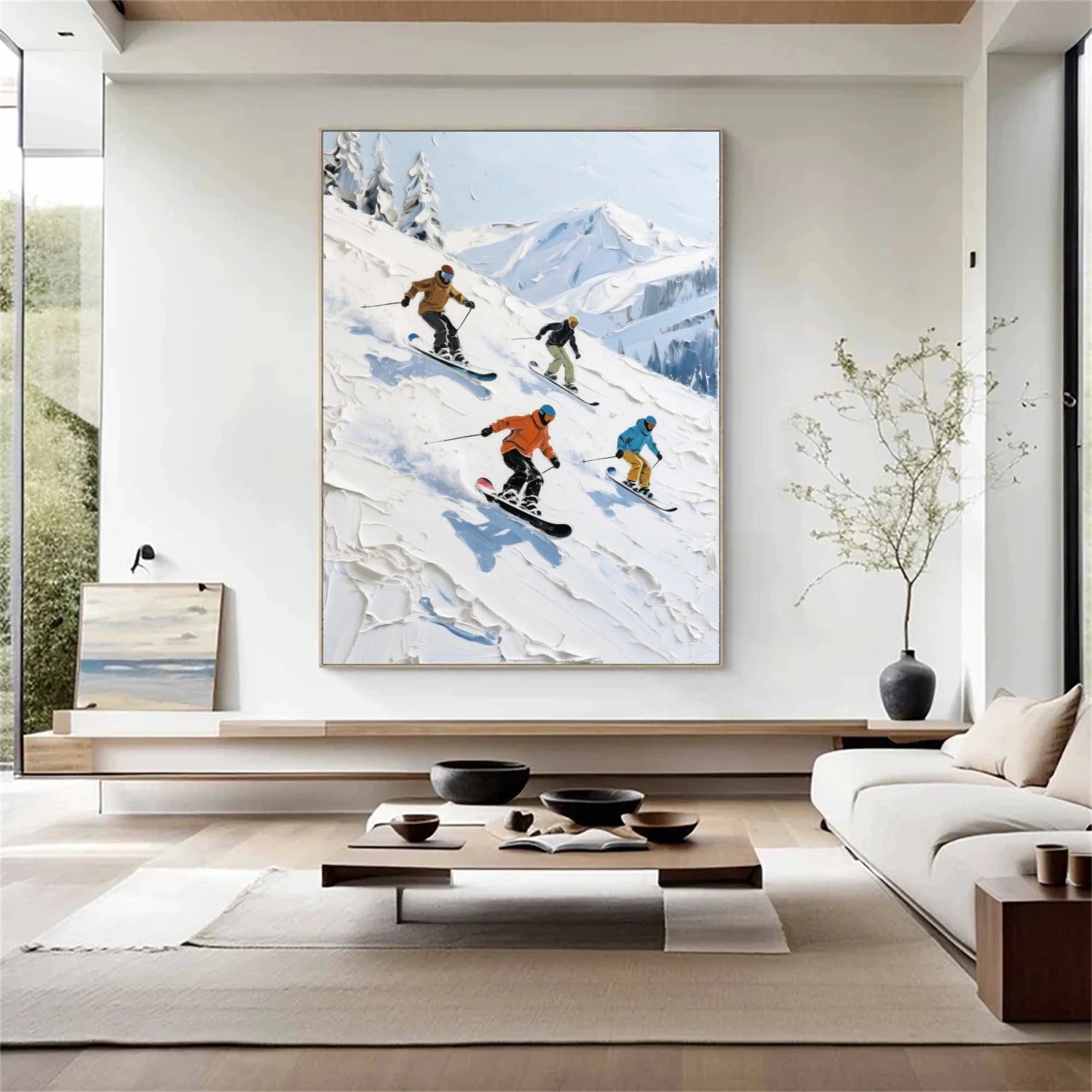 Skiing Sport Textured Wall Art #BA026