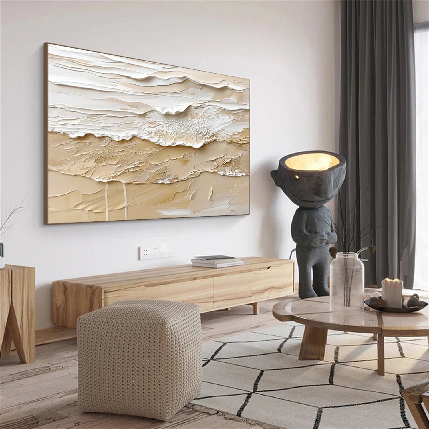 Sky And Ocean Abstract Textured Wall Art #SO314