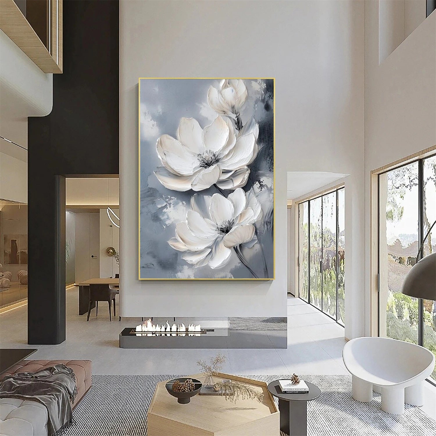 Tree And Flower Abstract Textured  Wall Art #TF202