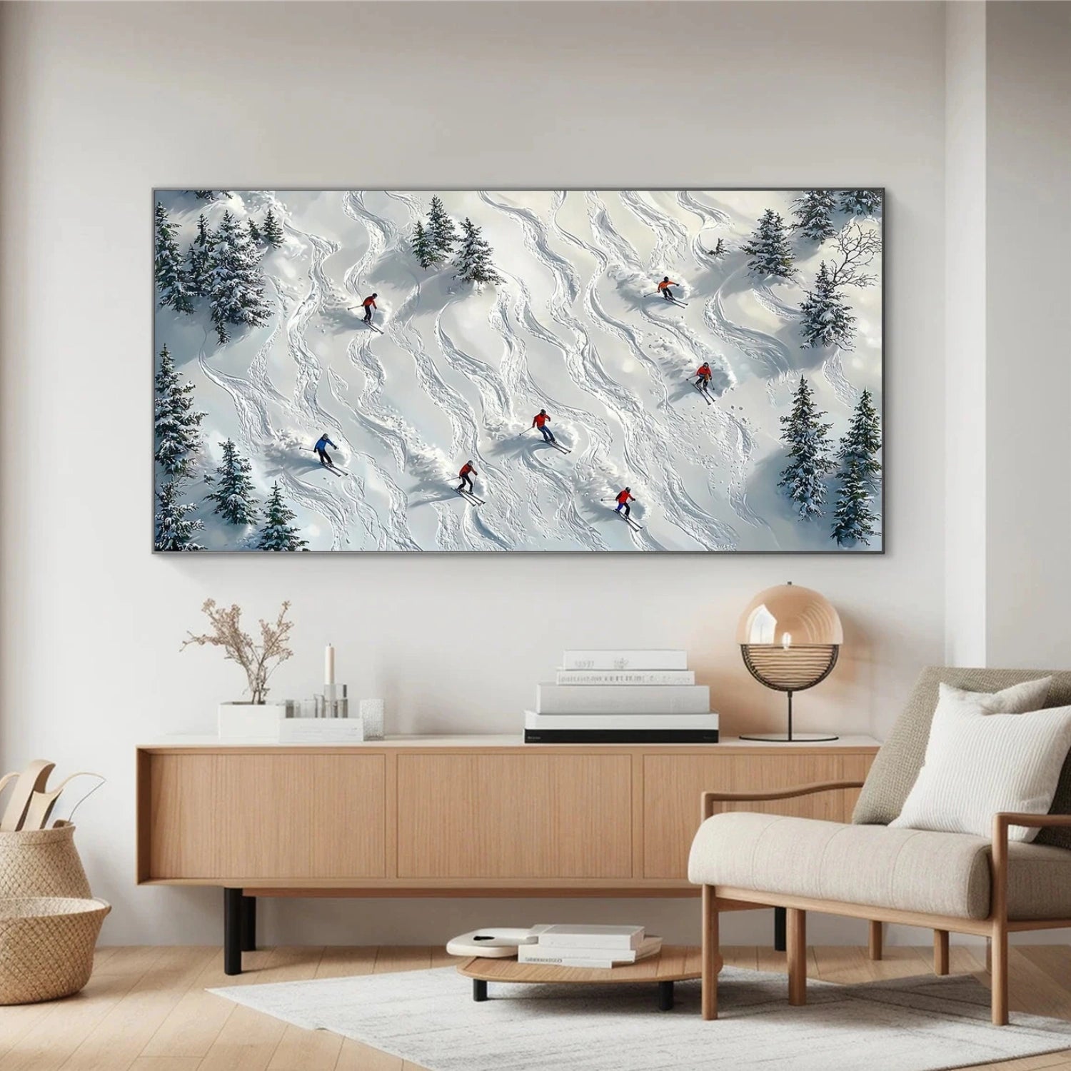 Skiing Sport Textured Wall Art #BA039